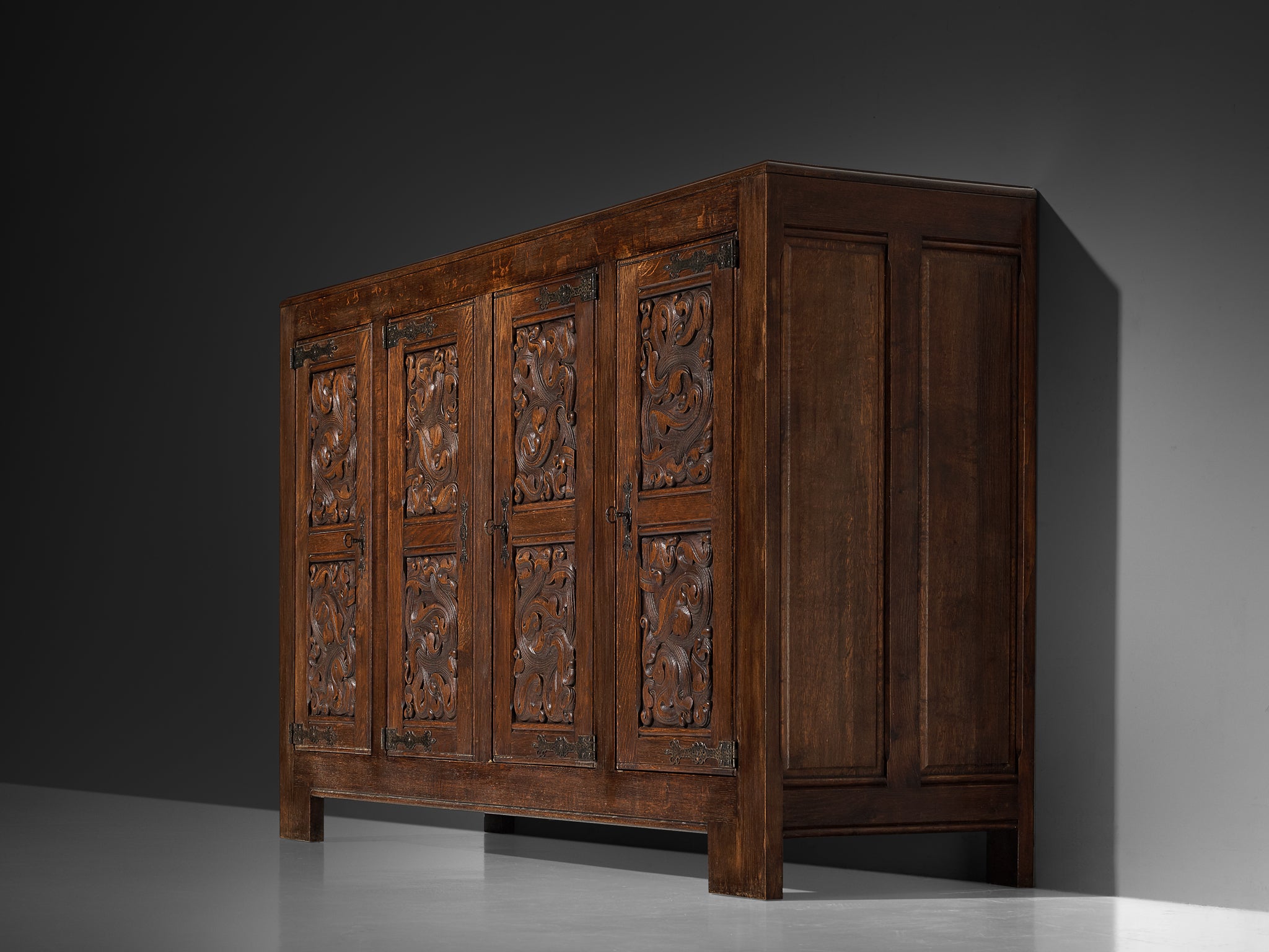 Joseph Savina Sideboard in Oak and Wrought Iron Case pieces and storage cabinets Morentz