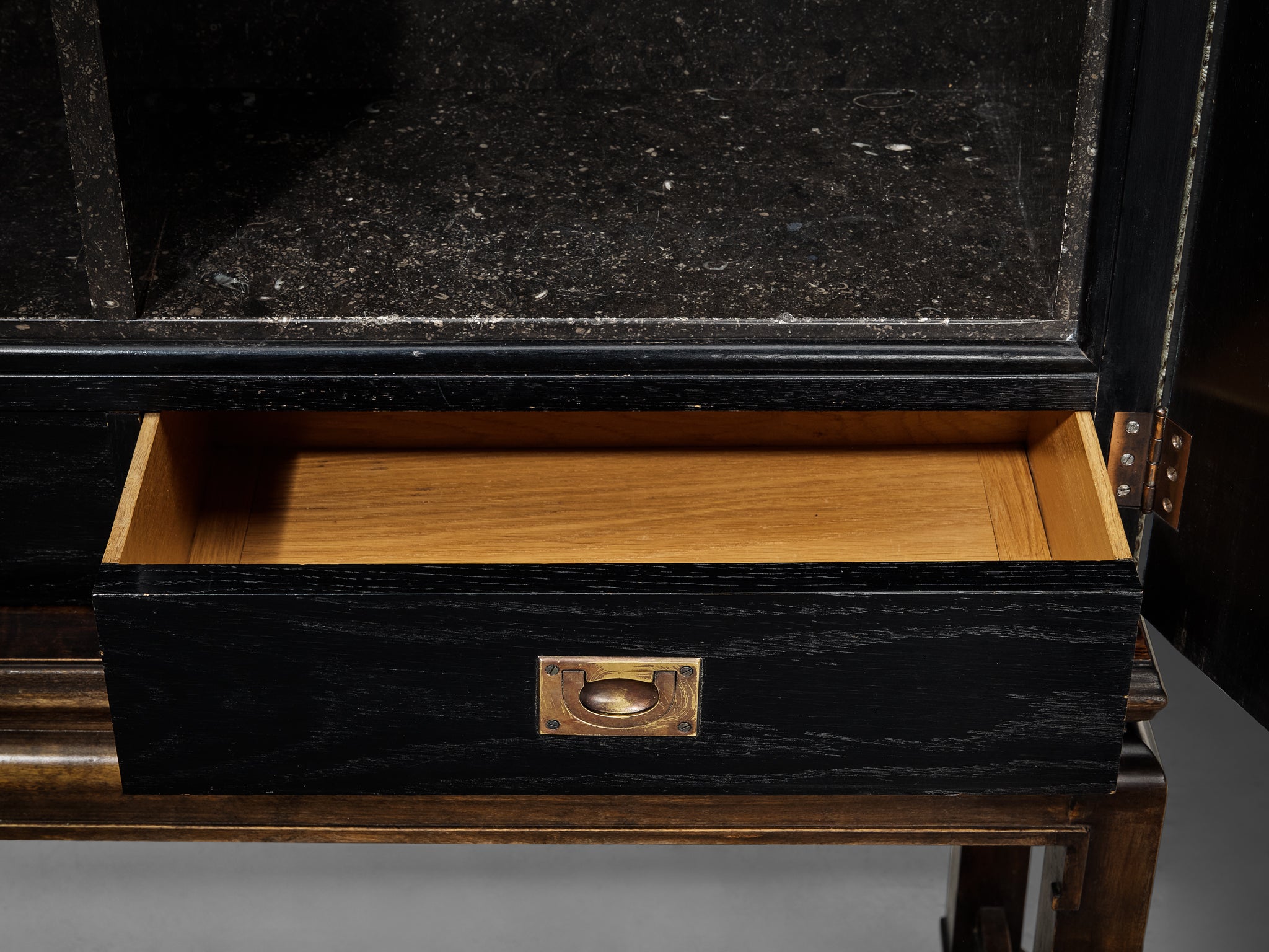 Otto Schulz for Boet Rare Cabinet in Sage Velvet, Birch, and Brass Nails Case pieces and storage cabinets Morentz