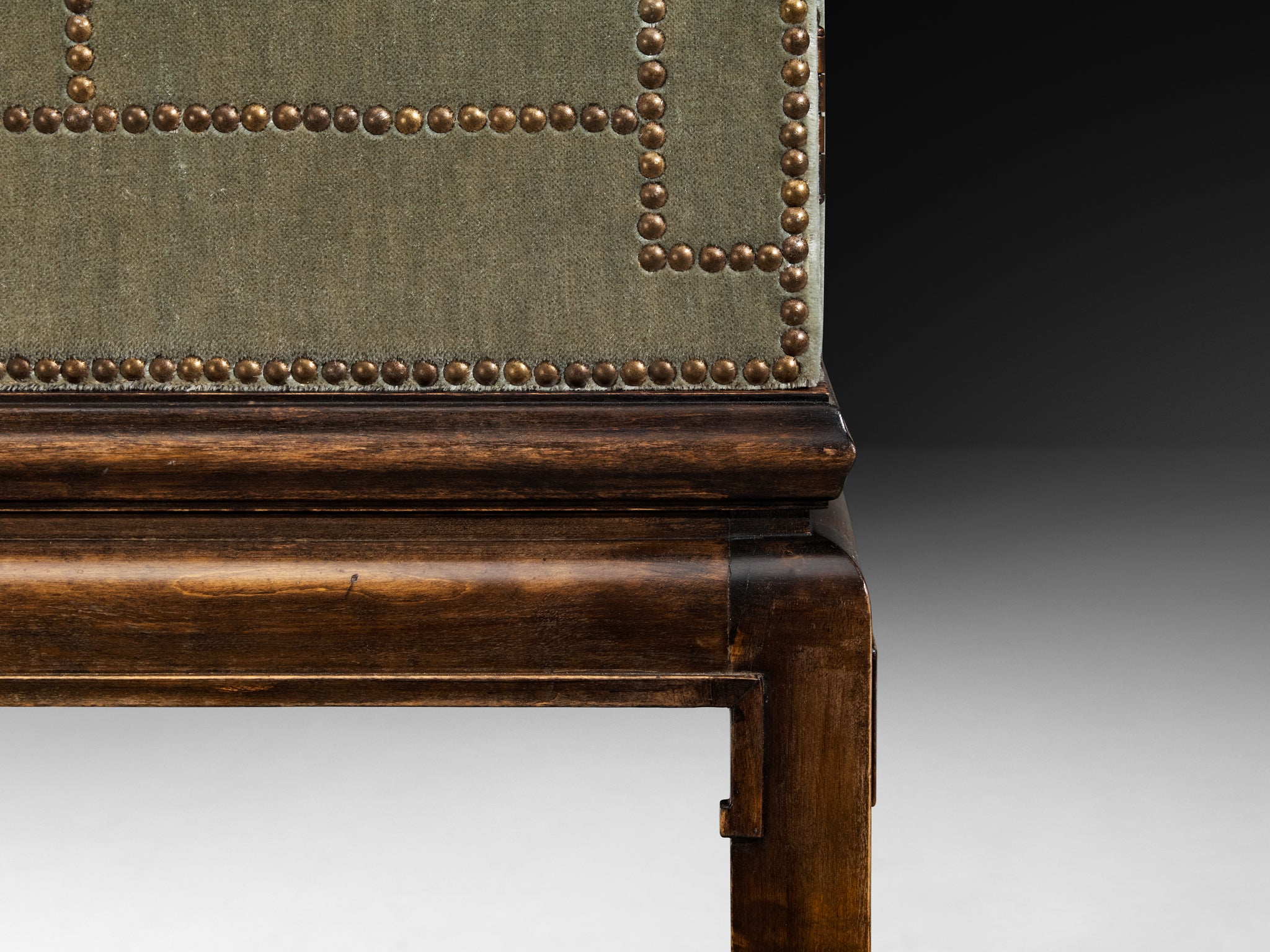 Otto Schulz for Boet Rare Cabinet in Sage Velvet, Birch, and Brass Nails Case pieces and storage cabinets Morentz