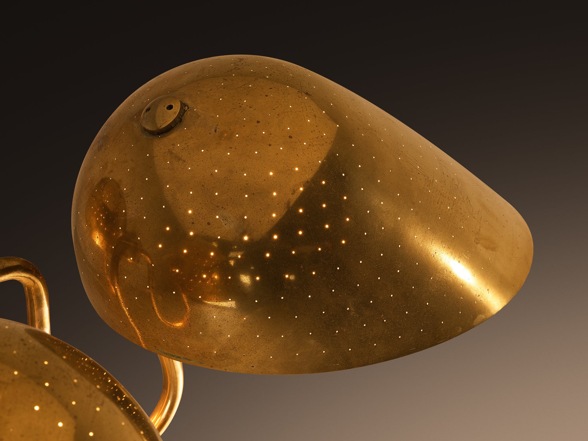 Carl-Axel Acking Swedish Modern Chandelier in Perforated Brass Lighting Morentz