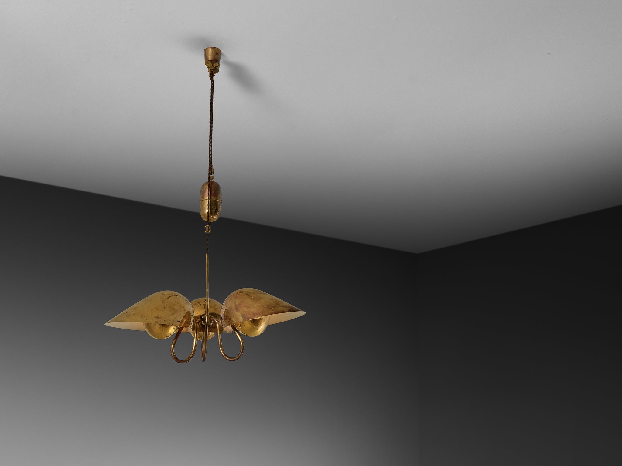 Carl-Axel Acking Swedish Modern Chandelier in Perforated Brass Lighting Morentz