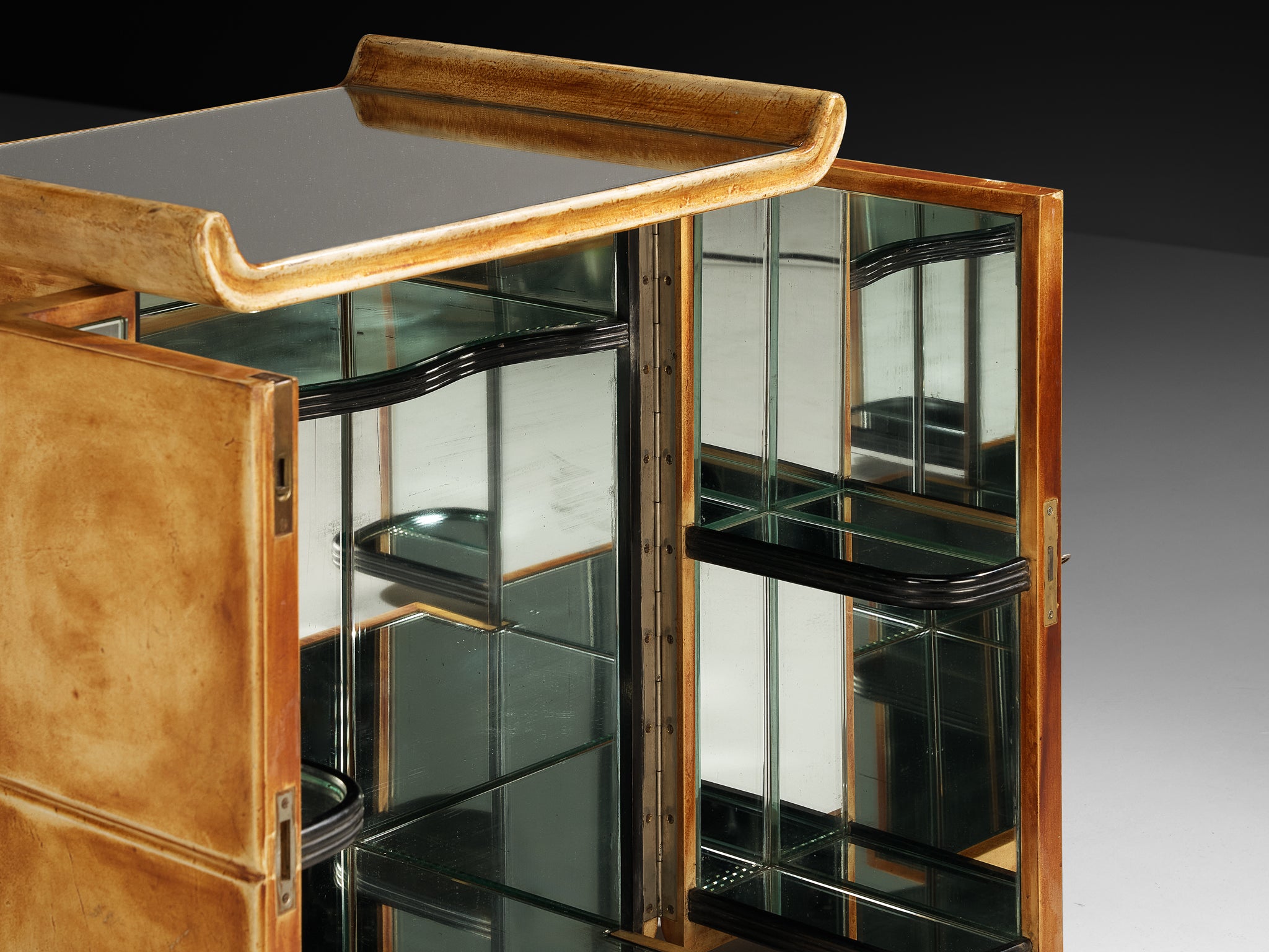 Valzania Cabinet in Parchment with Mirrored Interior Case pieces and storage cabinets Morentz