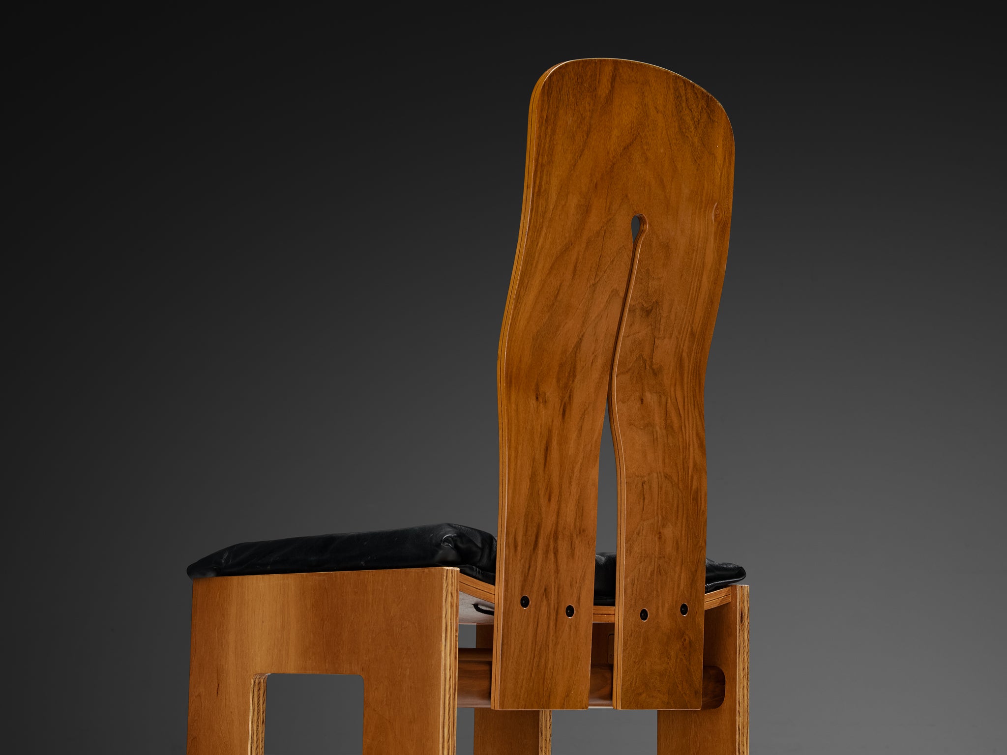 Carlo Scarpa for Bernini Dining Chair in Walnut and Leather Seating Morentz