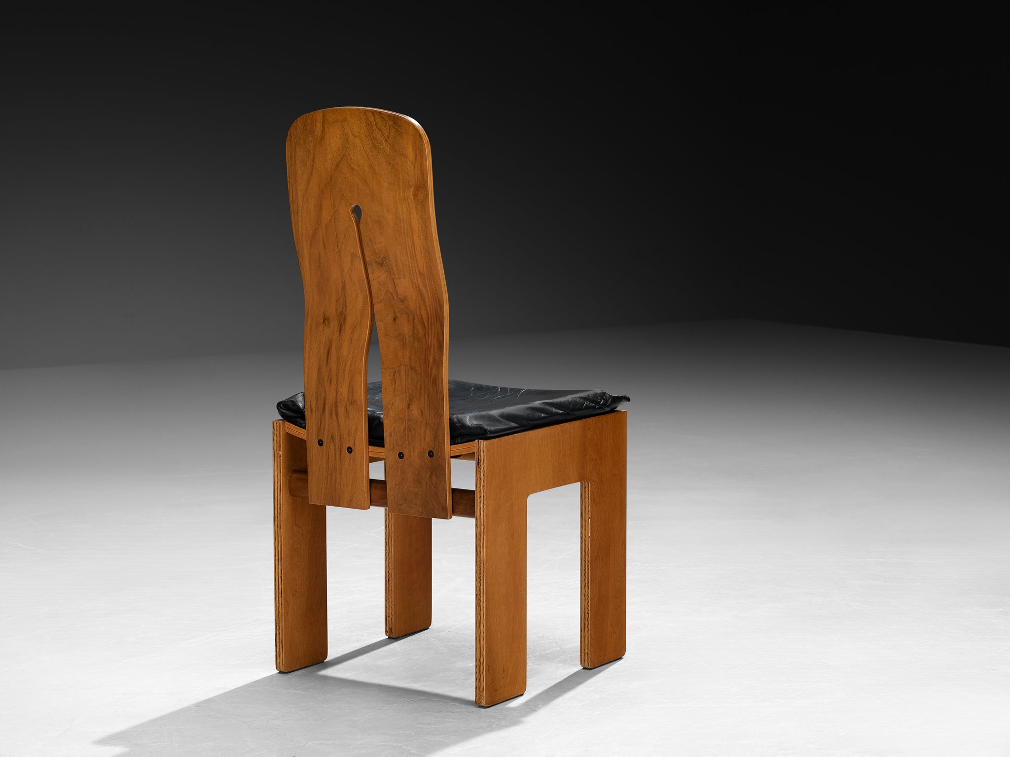 Carlo Scarpa for Bernini Dining Chair in Walnut and Leather Seating Morentz