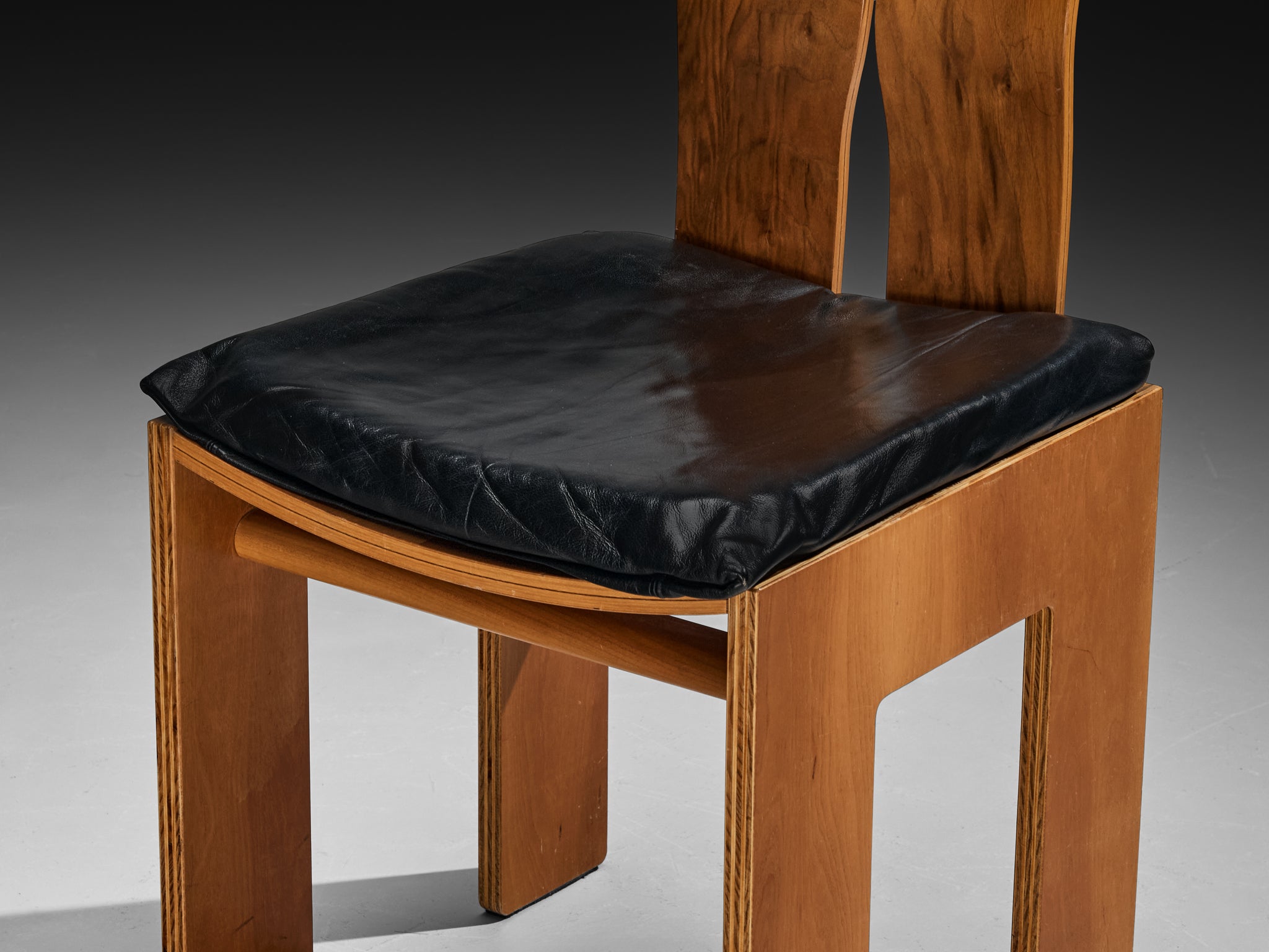 Carlo Scarpa for Bernini Dining Chair in Walnut and Leather Seating Morentz