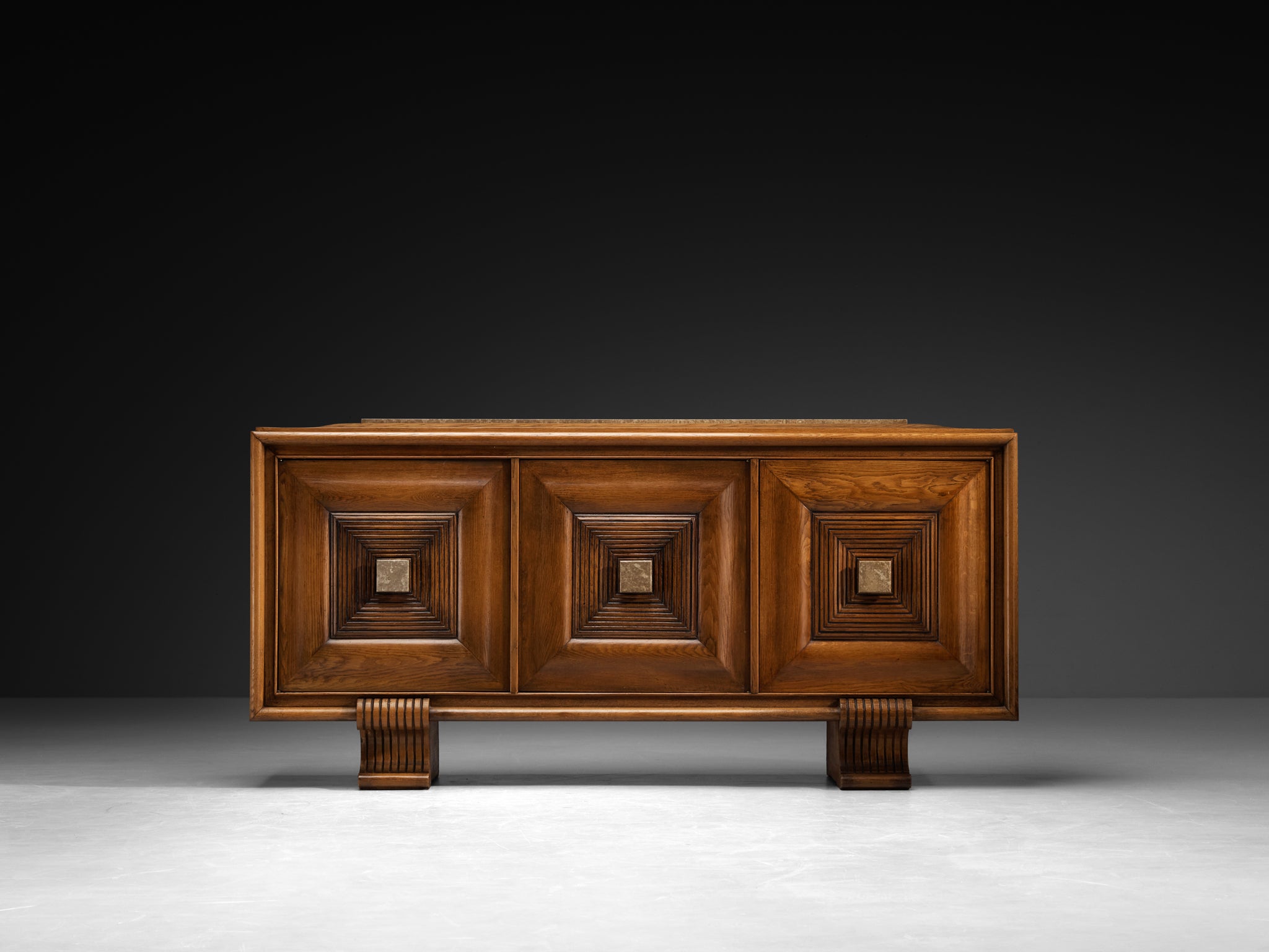 French Art Deco Sideboard in Oak and Stone Case pieces and storage cabinets Morentz
