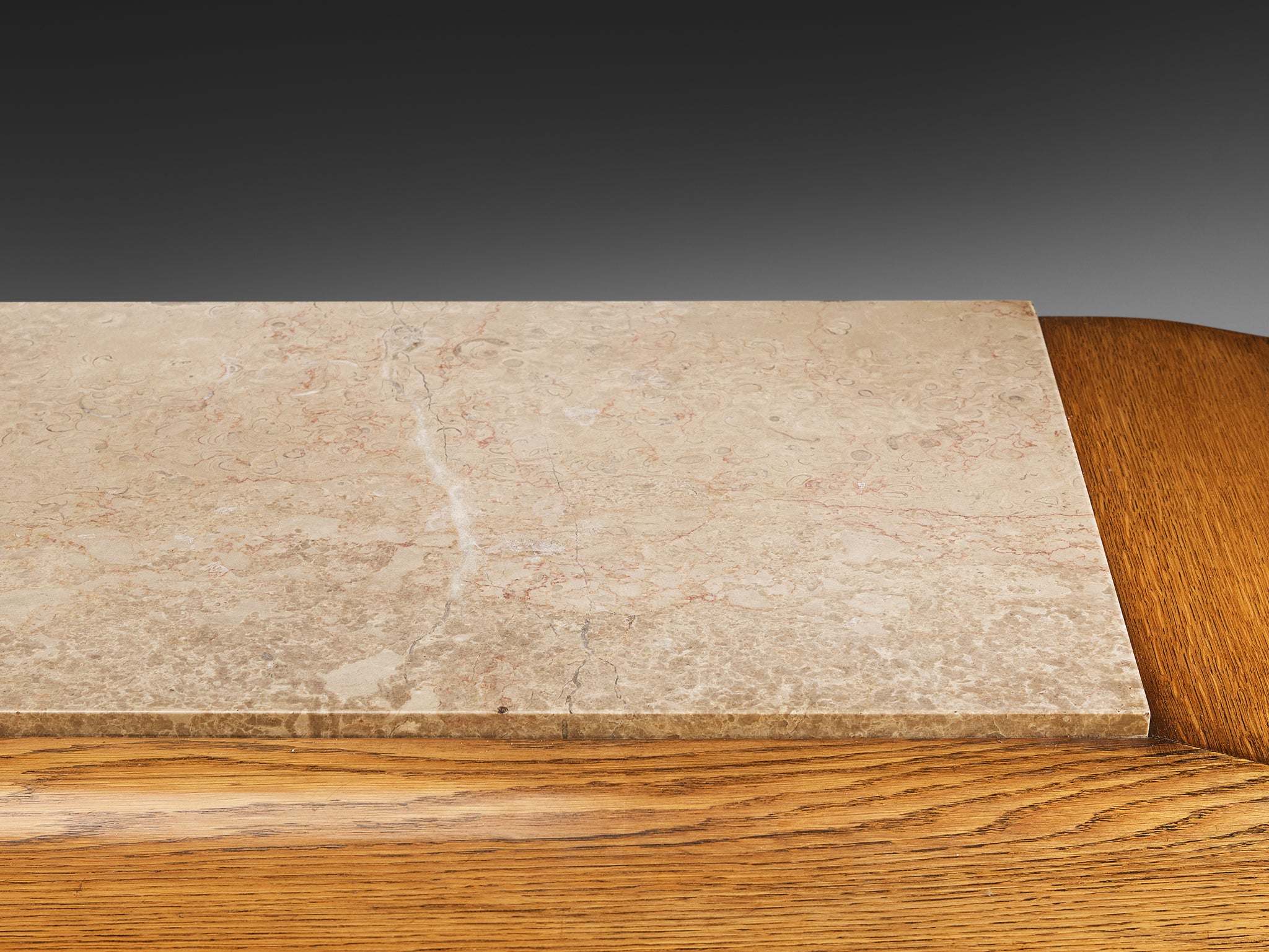 French Art Deco Sideboard in Oak and Stone Case pieces and storage cabinets Morentz