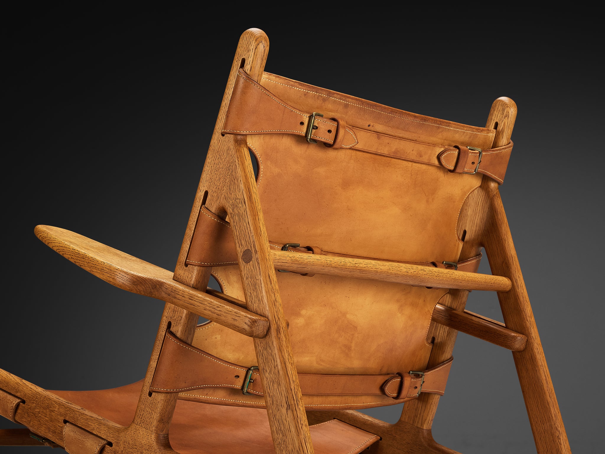 Original and Rare Børge Mogensen for Erhard Rasmussen Hunting Chair in Leather Seating Morentz
