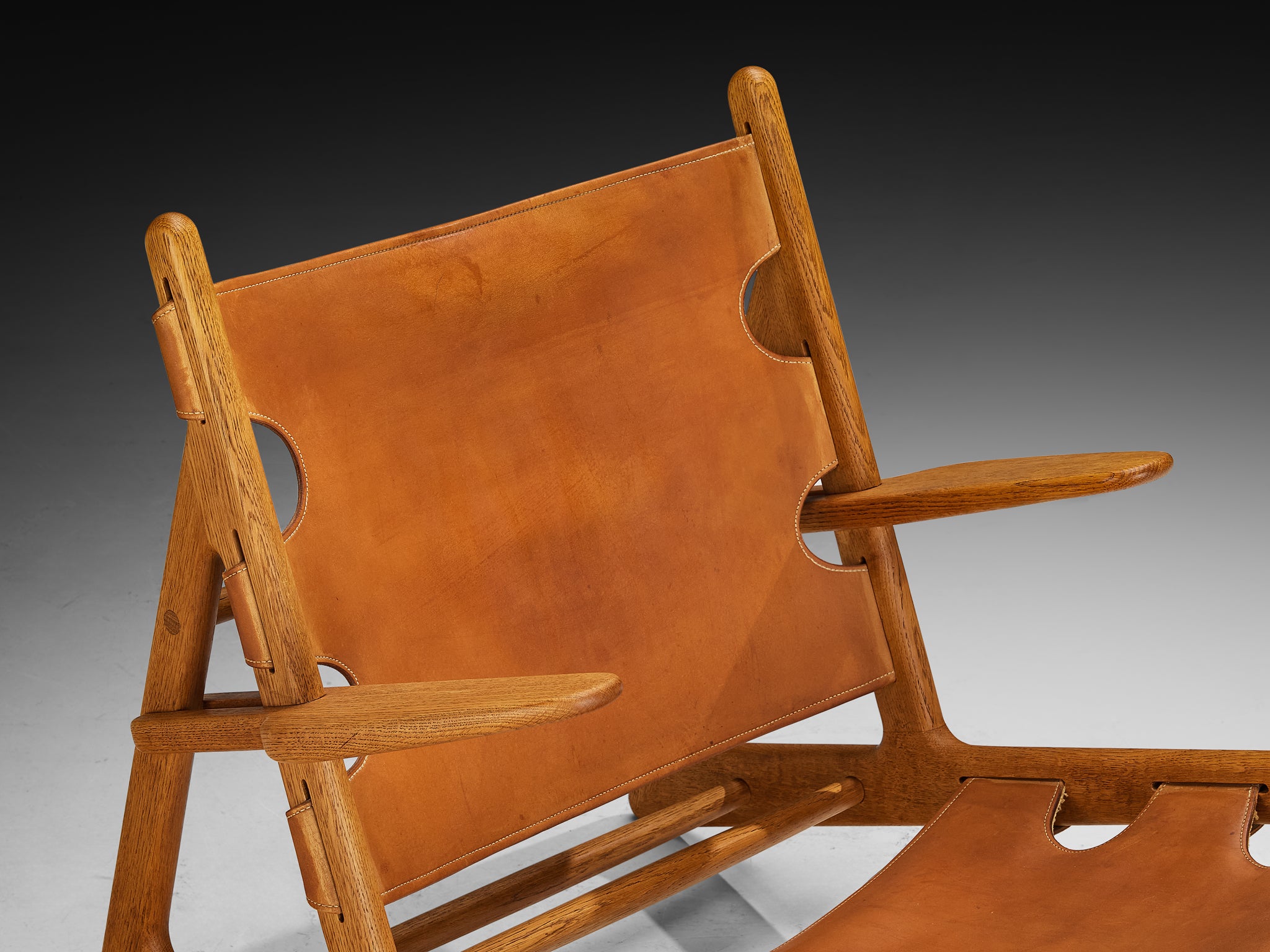 Original and Rare Børge Mogensen for Erhard Rasmussen Hunting Chair in Leather