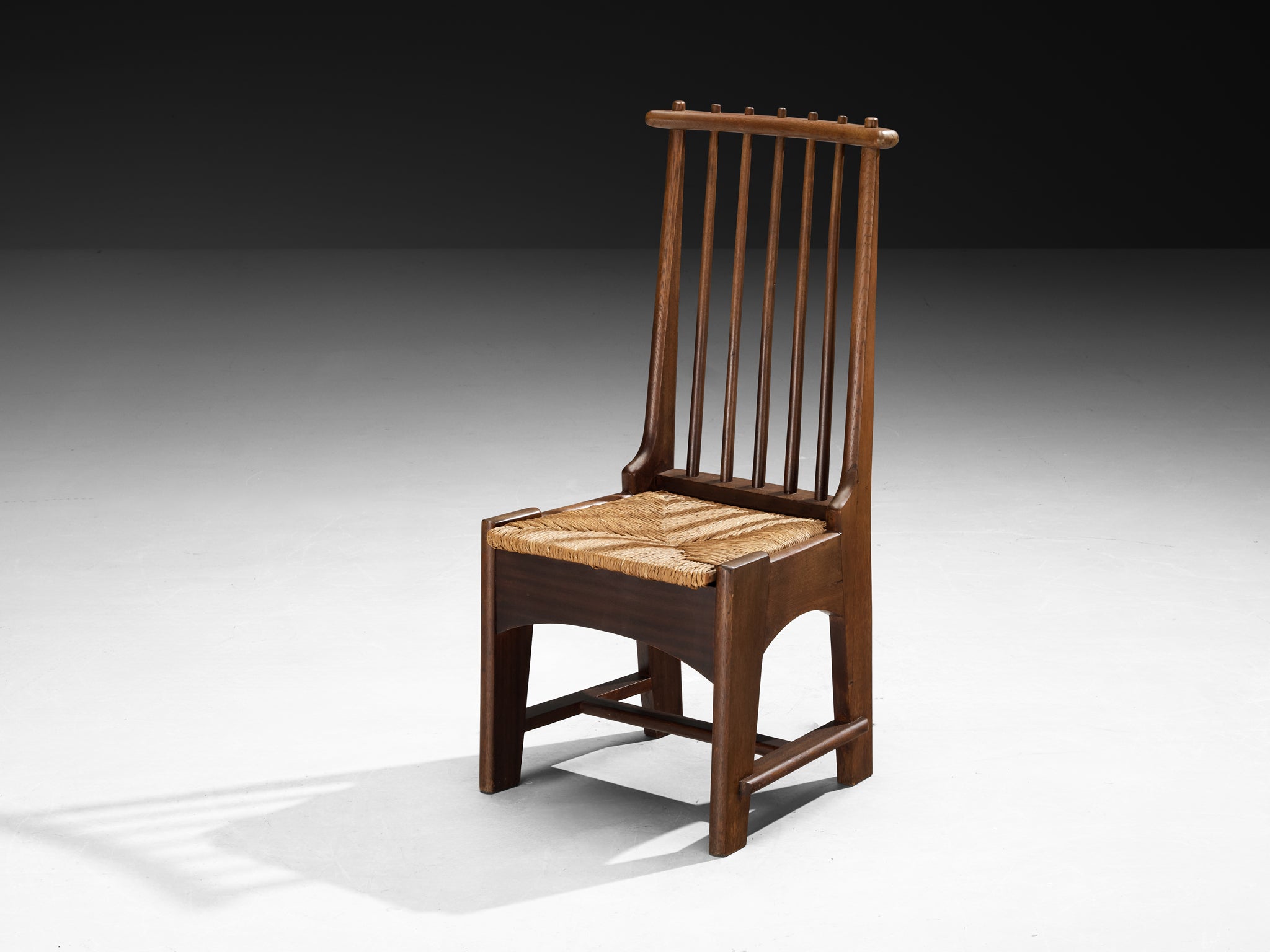 Bas Van Pelt for My Home Set of Four Dining Chairs in Solid Oak and Rush Seating Morentz