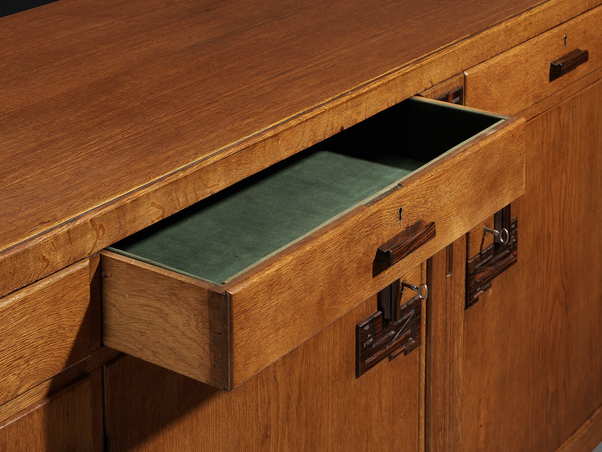 Amsterdamse School Sideboard in Oak and Coromandel Case pieces and storage cabinets Morentz