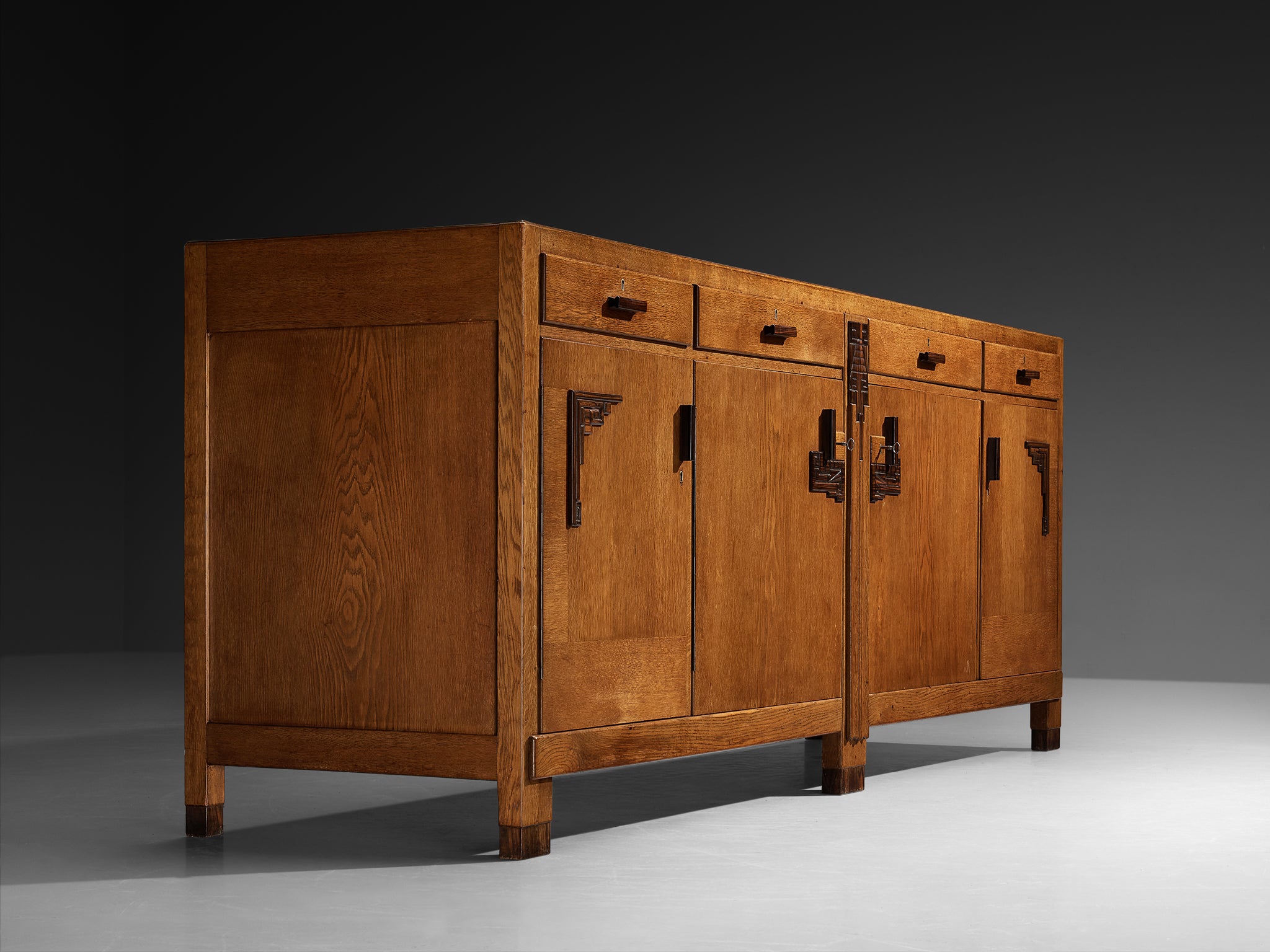 Amsterdamse School Sideboard in Oak and Coromandel Case pieces and storage cabinets Morentz