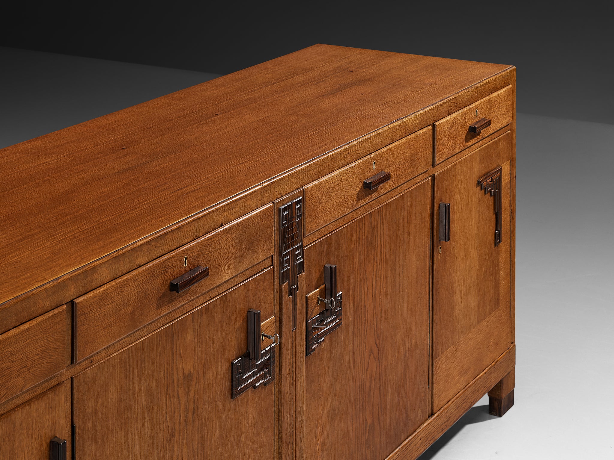 Amsterdamse School Sideboard in Oak and Coromandel Case pieces and storage cabinets Morentz