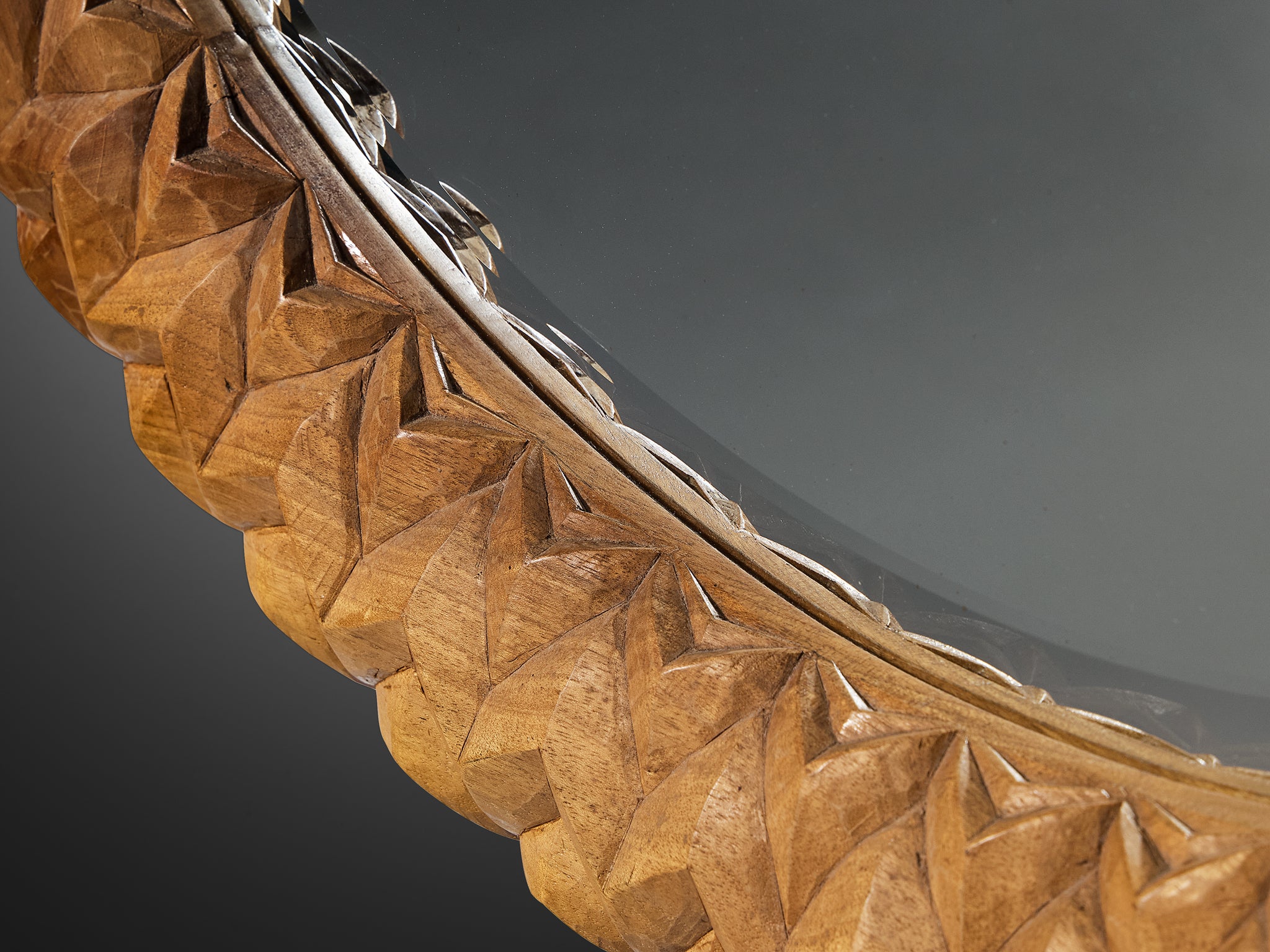 Giuseppe Rivadossi for Officina Rivadossi Round Mirror in Walnut Mirrors Morentz