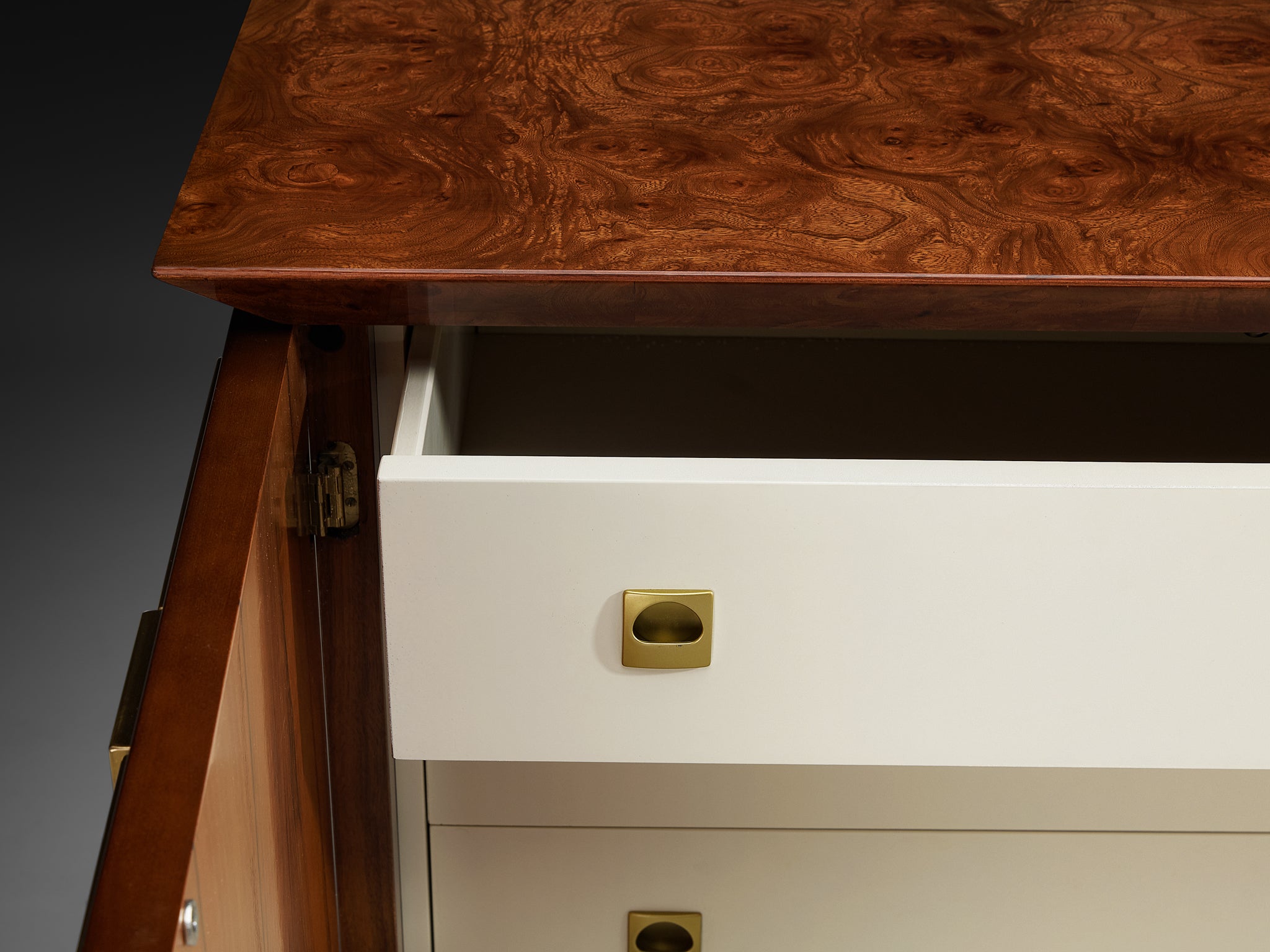 Luciano Frigerio Sideboard in Brass and Wood Case pieces and storage cabinets Morentz