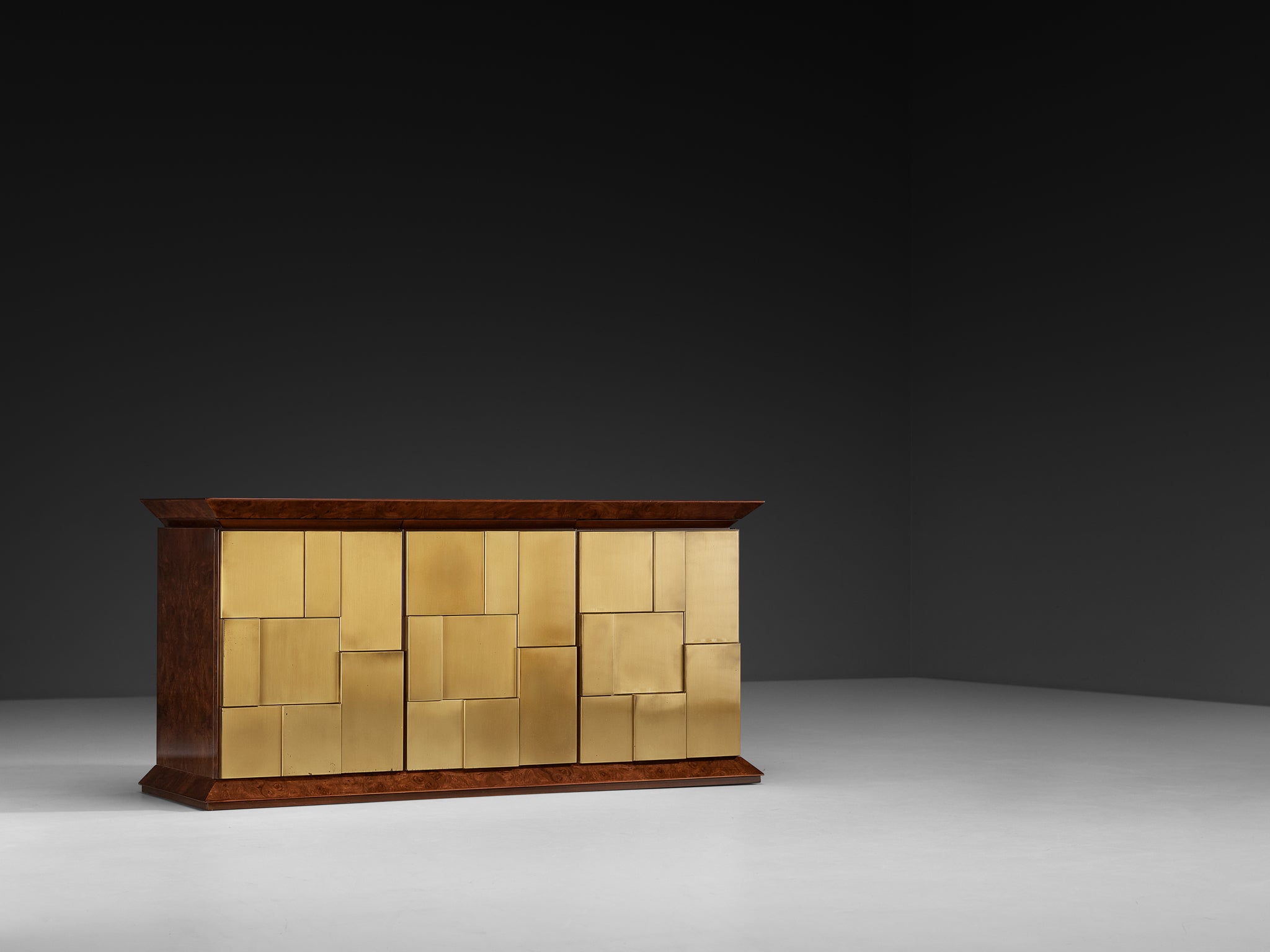 Luciano Frigerio Sideboard in Brass and Wood