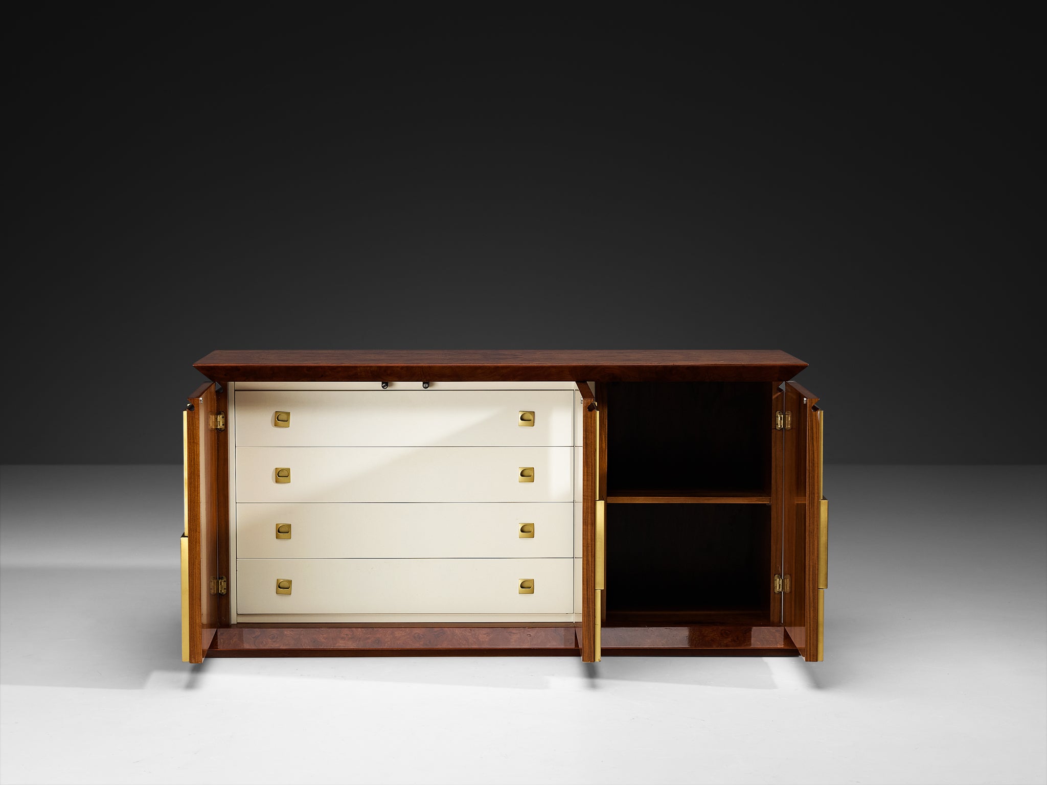 Luciano Frigerio Sideboard in Brass and Wood