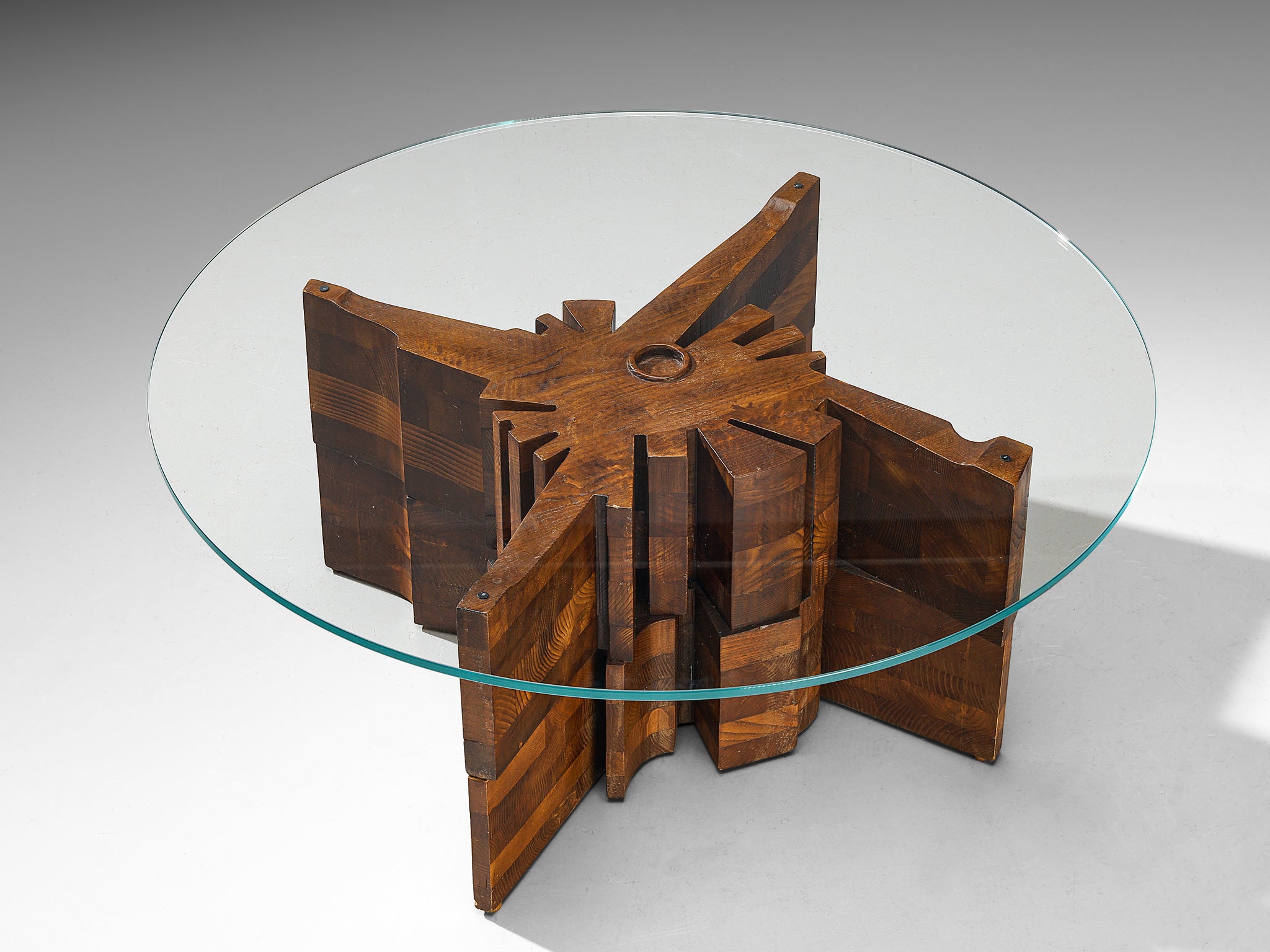 Nerone Giovanni Ceccarelli 'Hermes' Coffee Table in Wood and Glass Tables Morentz