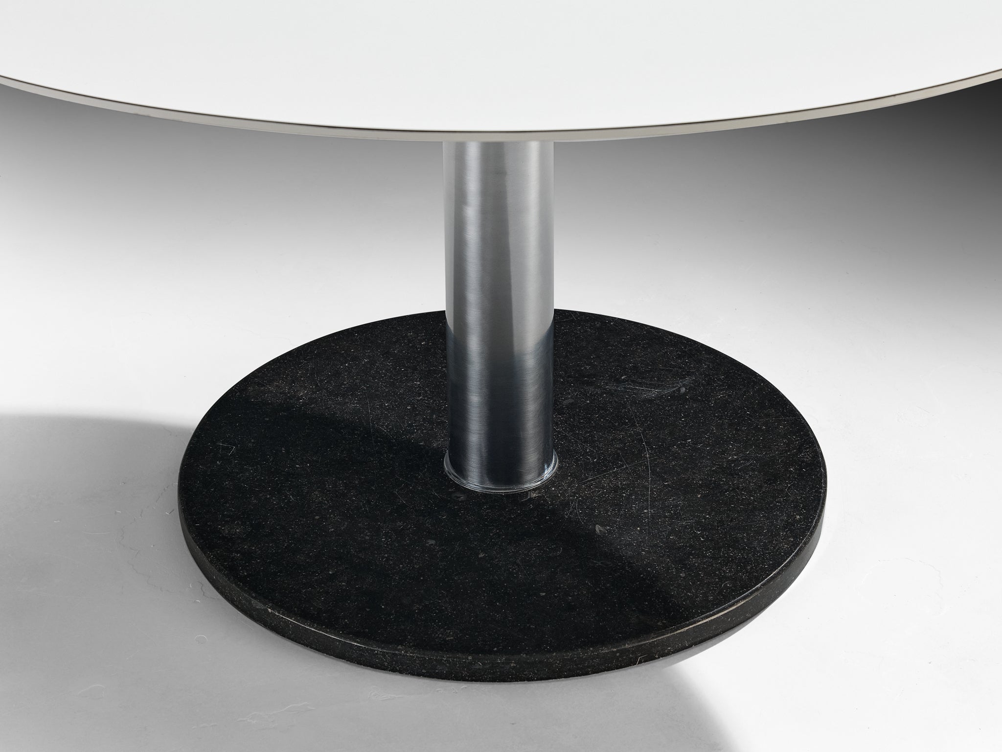 Postmodern Round Table with Stone Base and Laminated Top Tables Morentz