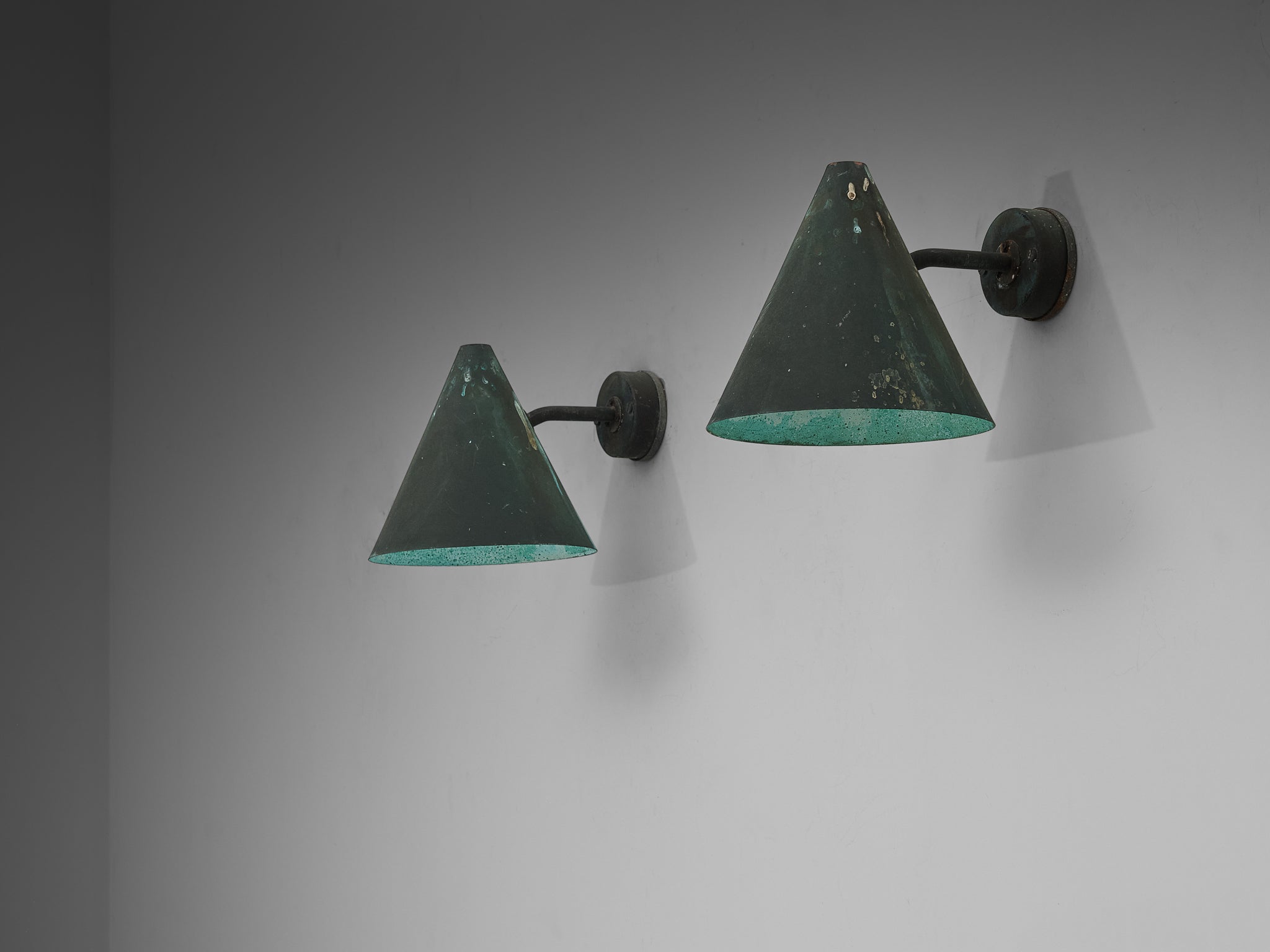 Hans-Agne Jakobsson 'Tratten' Wall Lights in Patinated Copper Lighting Morentz