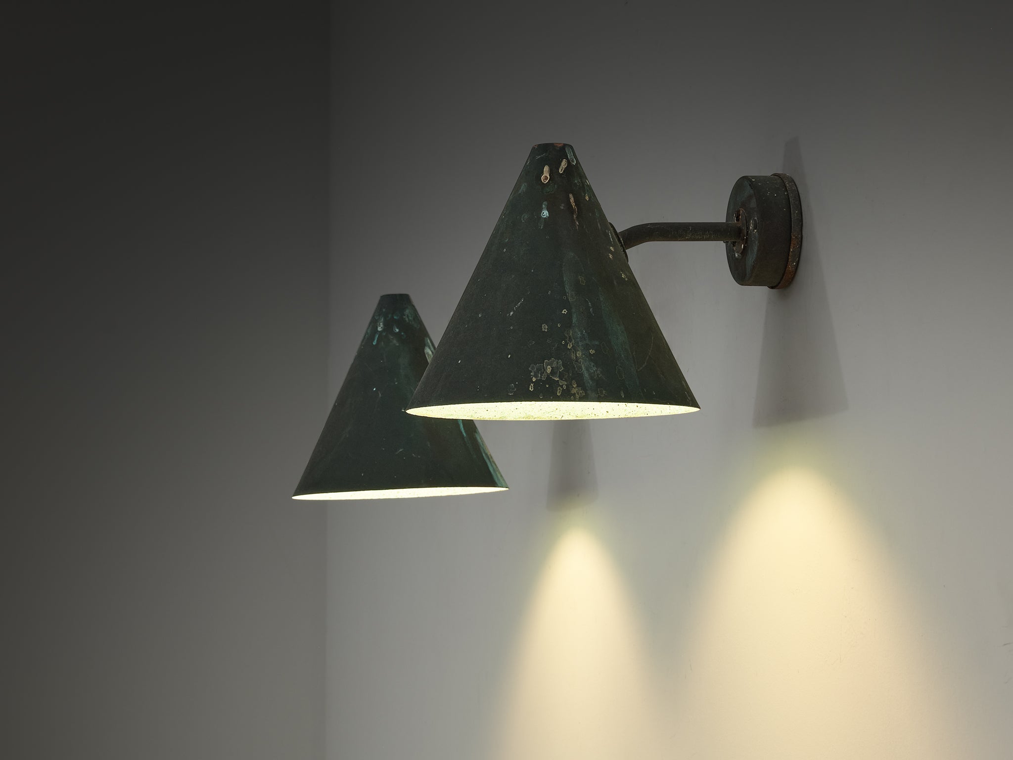Hans-Agne Jakobsson 'Tratten' Wall Lights in Patinated Copper Lighting Morentz