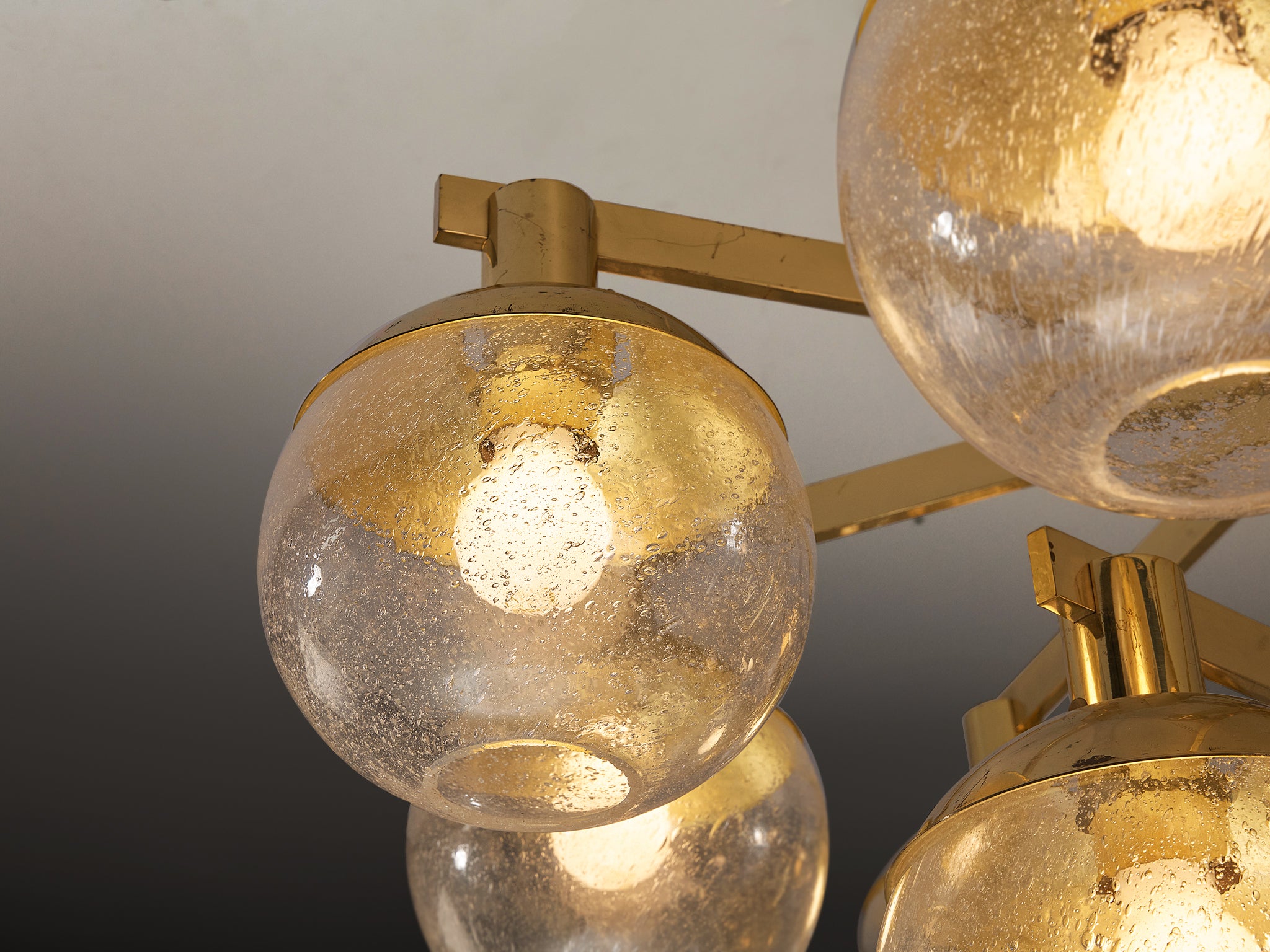 Hans-Agne Jakobsson 'Pastoral' Chandelier in Brass with Glass Spheres