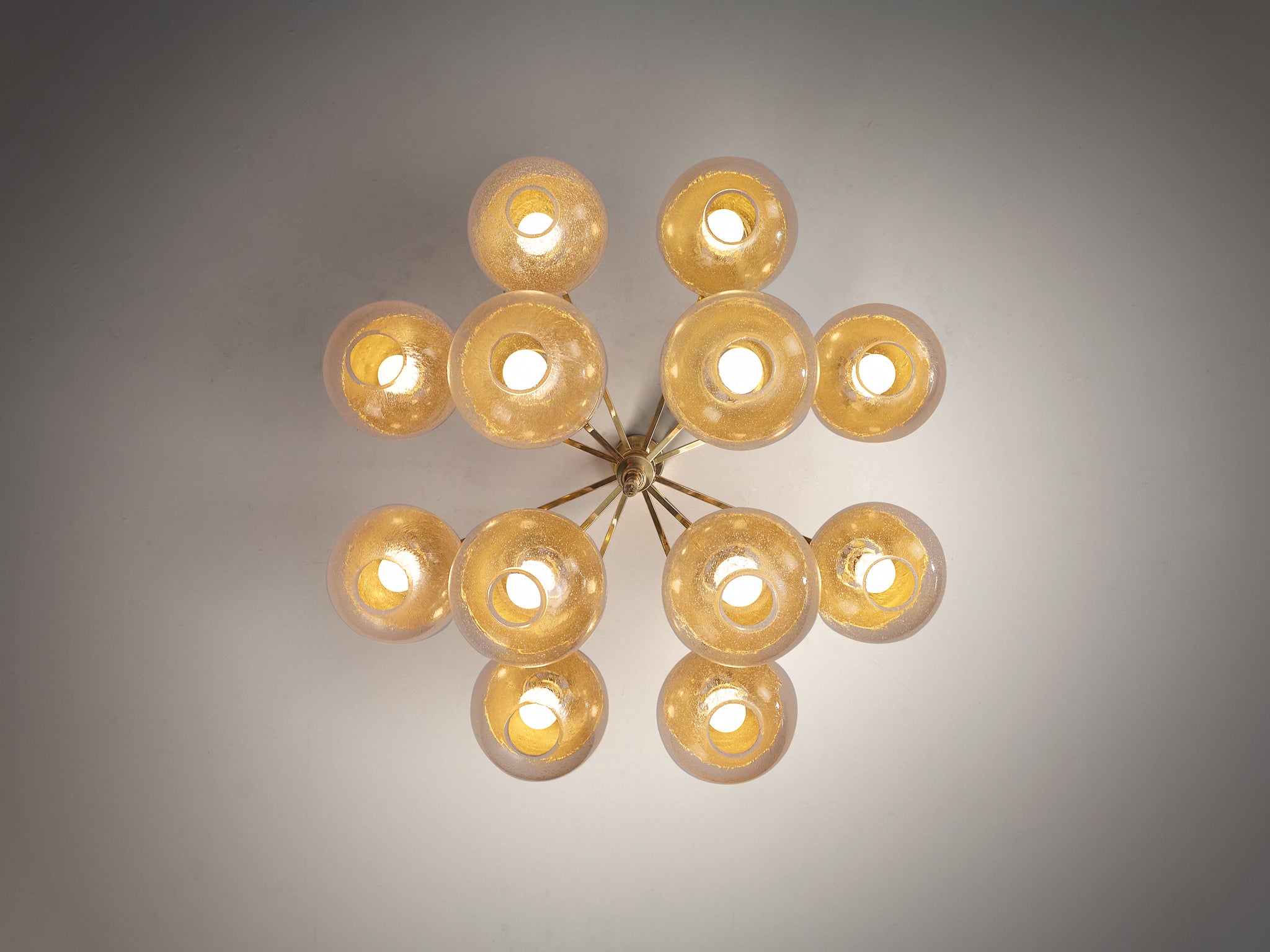 Hans-Agne Jakobsson 'Pastoral' Chandelier in Brass with Glass Spheres