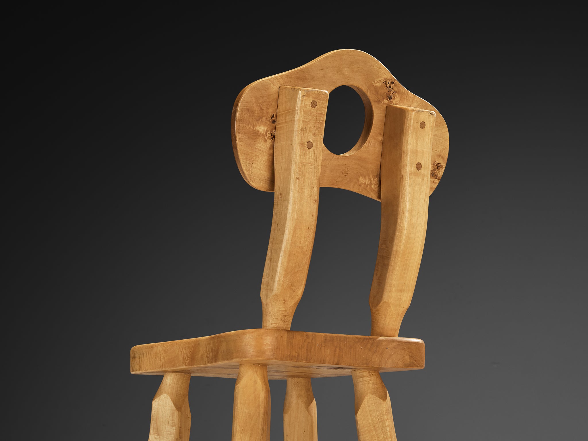 Naturalistic Set of Twelve Dining Chairs in Solid Maple Seating Morentz