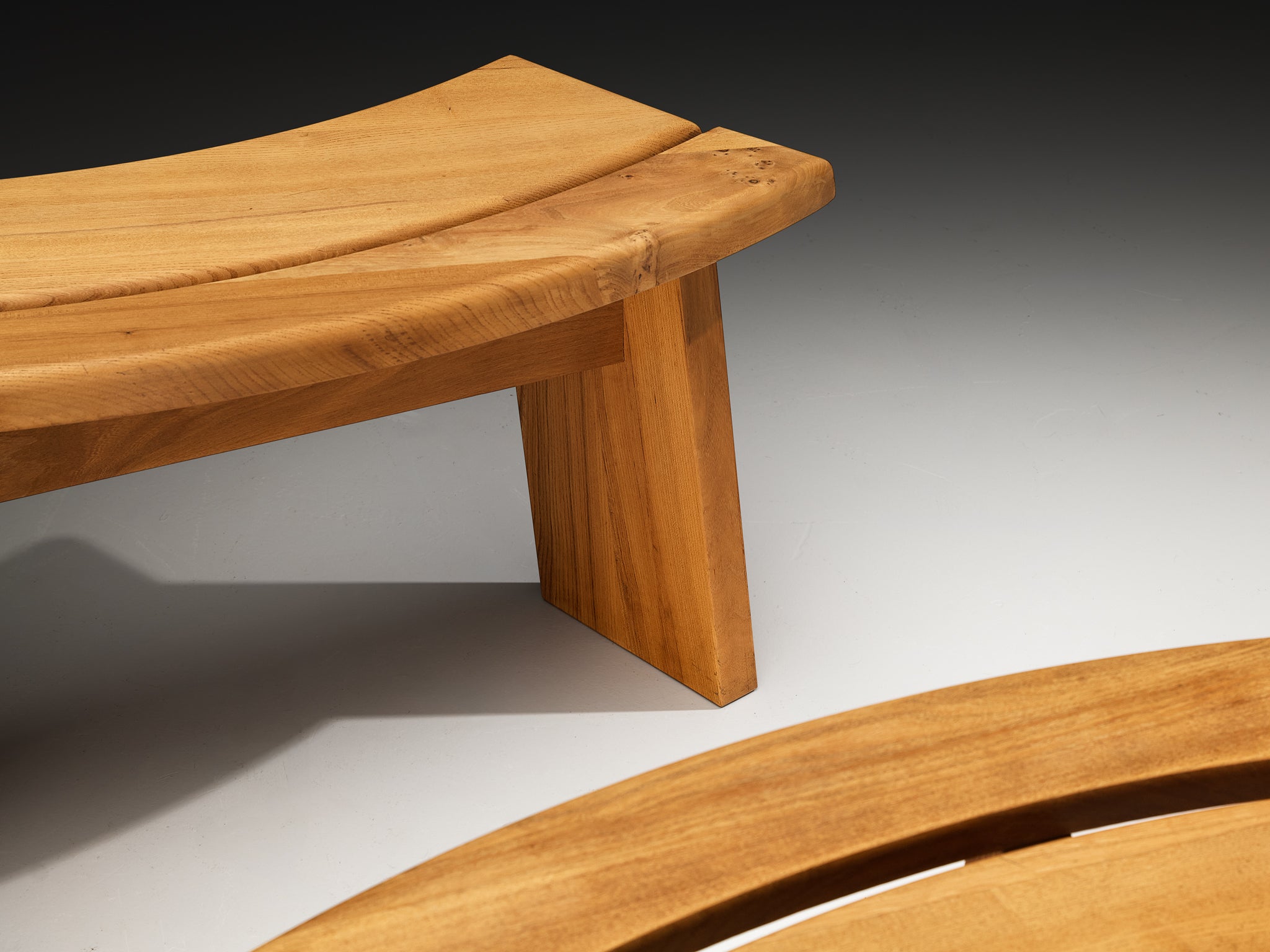 Early Pierre Chapo 'S38A’ Benches in Solid Elm Seating Morentz
