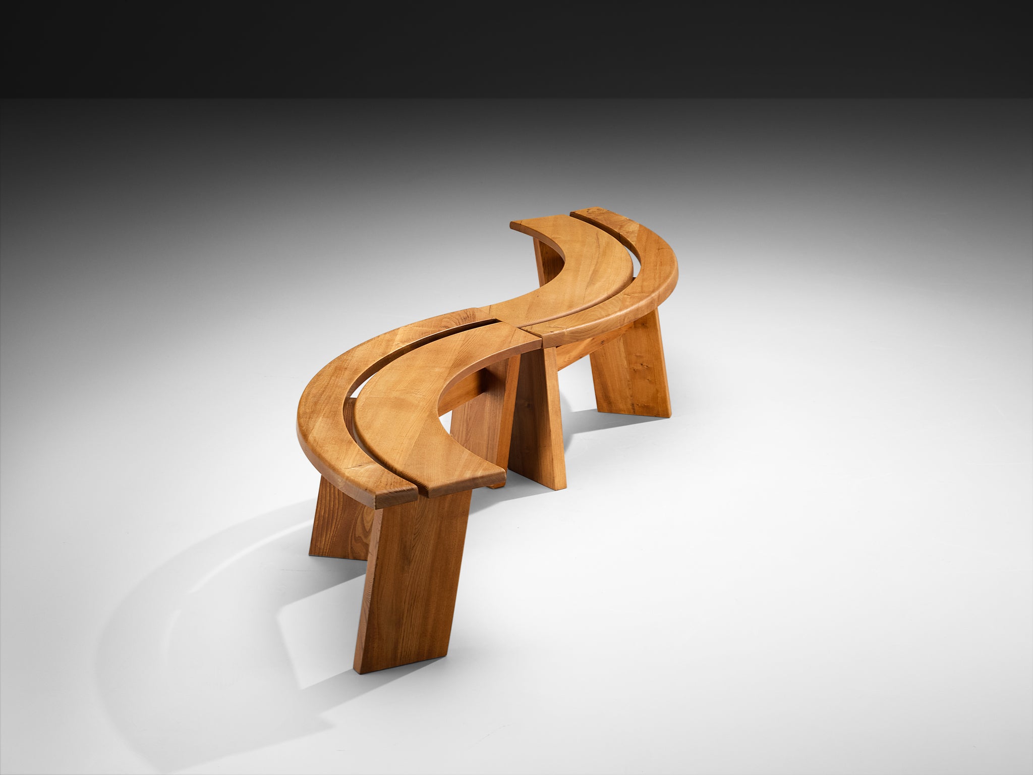 Early Pierre Chapo 'S38A’ Benches in Solid Elm Seating Morentz