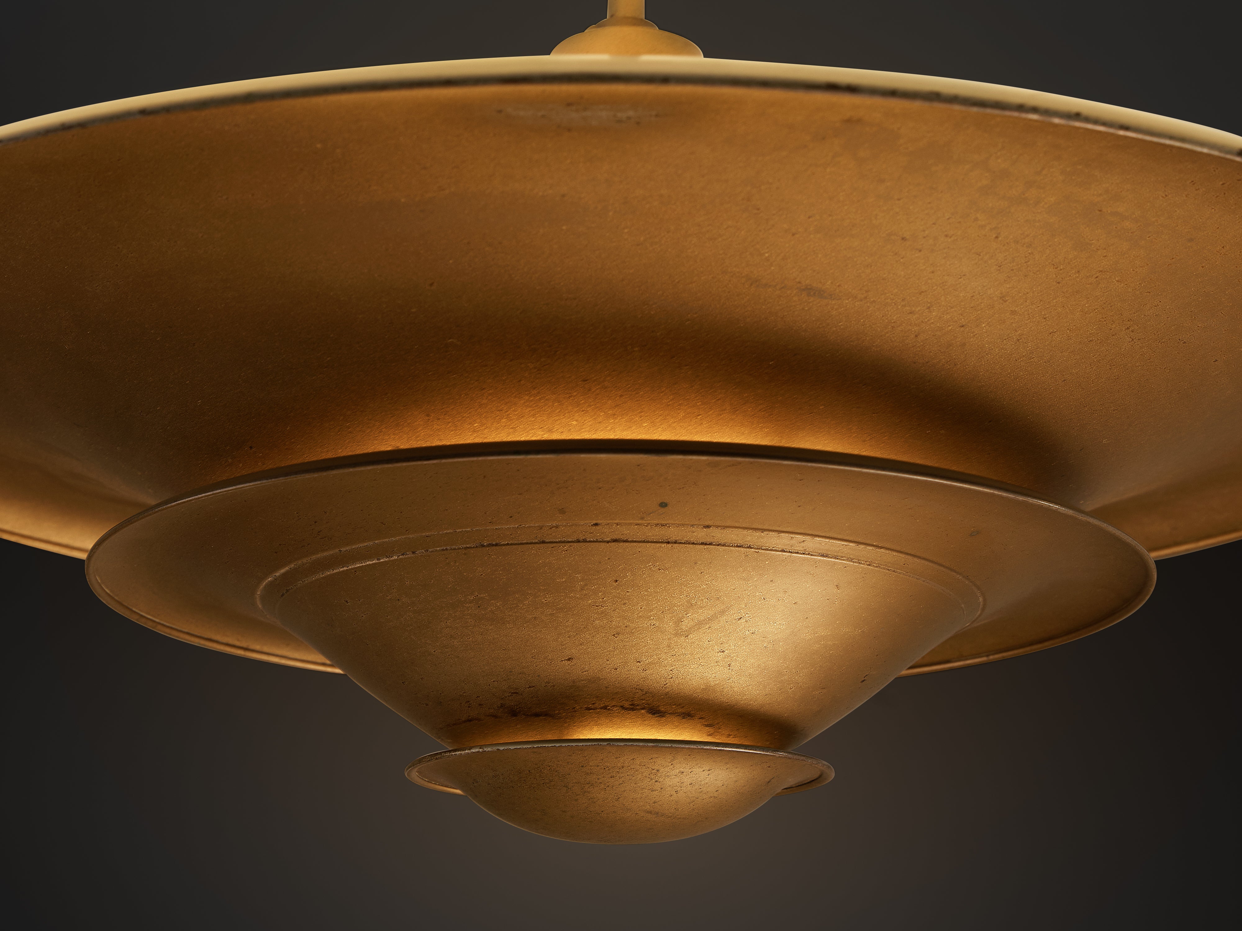 Rare 1930s Louis Poulsen Ceiling Light in Bronze Painted Metal