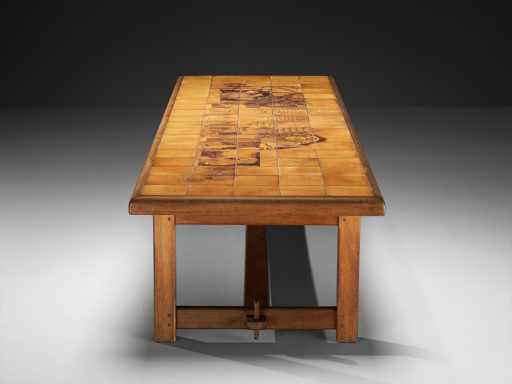 Monumental and Unique Roger Capron Large Dining Table in Ceramic and O