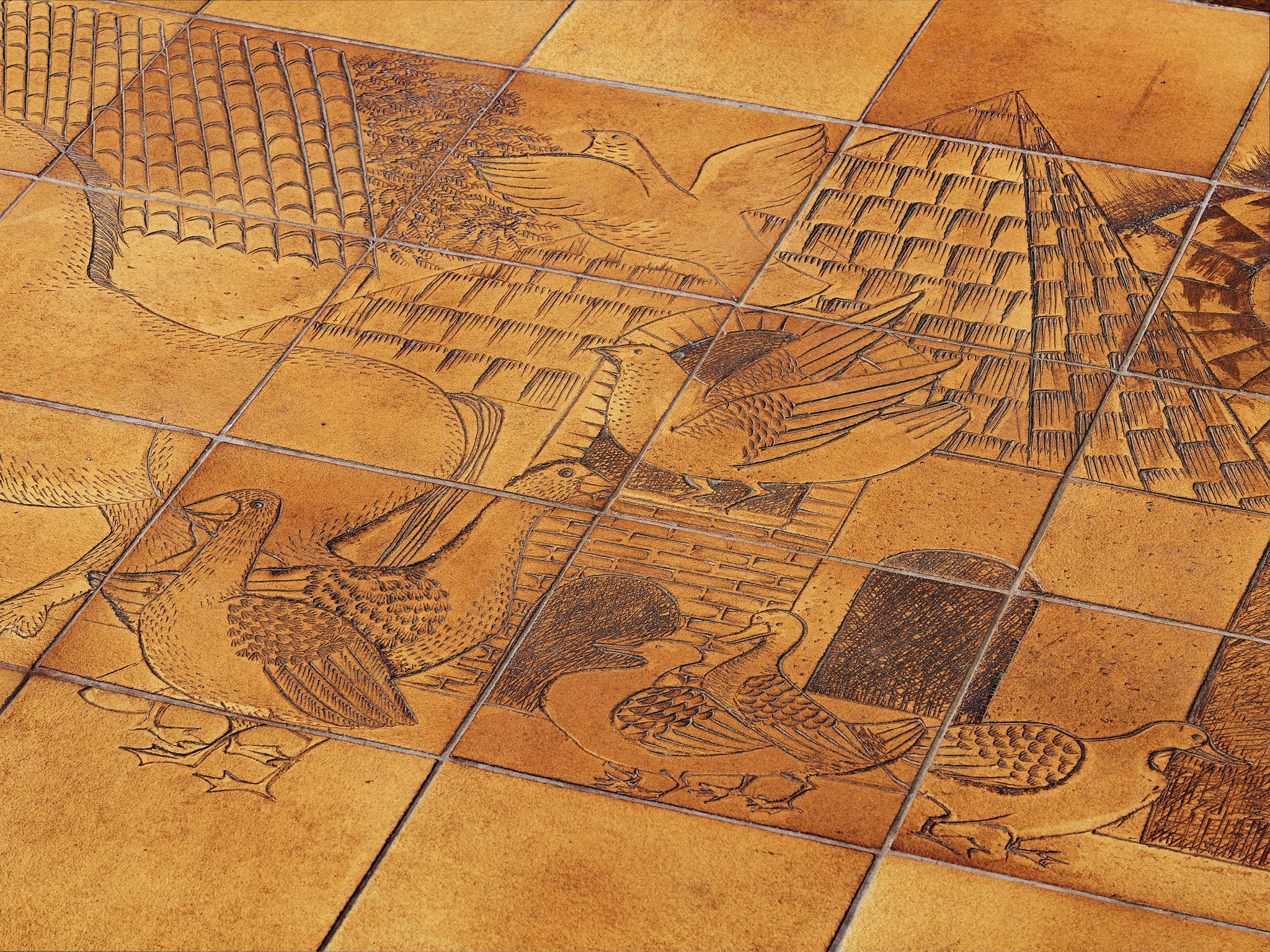 Monumental and Unique Roger Capron Large Dining Table in Ceramic and Oak 410cm/161.42in. Tables Morentz