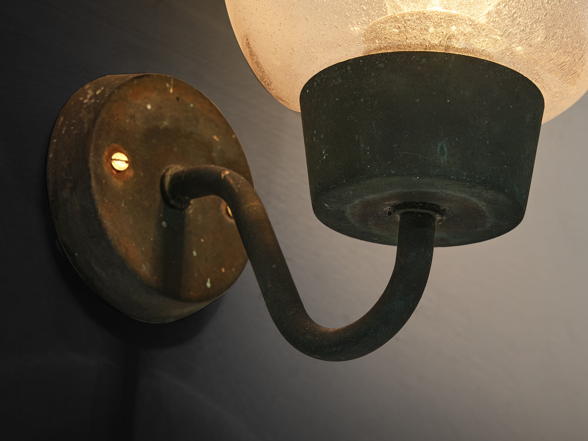Asea Elektroskandia Swedish Wall Light in Patinated Copper and Glass Lighting Morentz