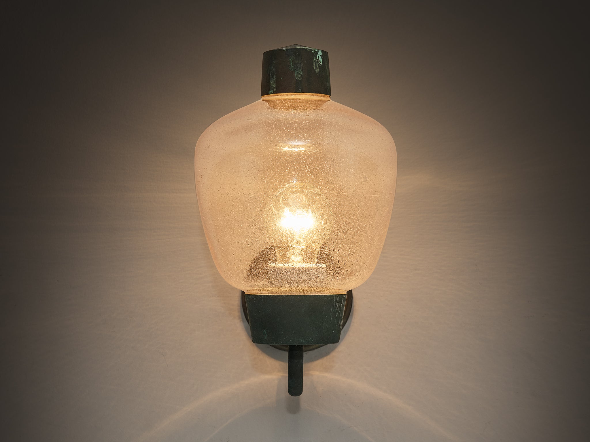 Asea Elektroskandia Swedish Wall Light in Patinated Copper and Glass Lighting Morentz