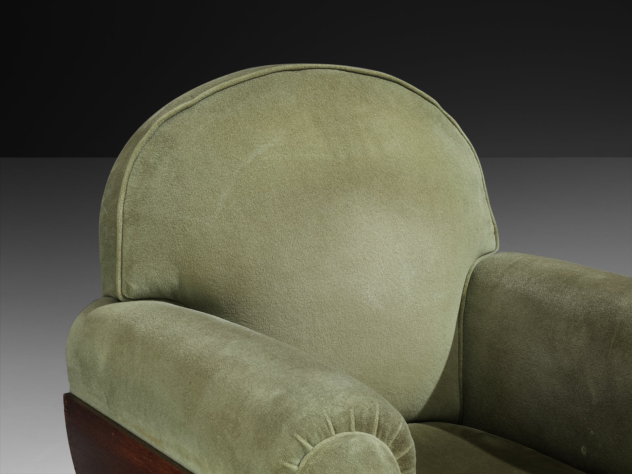 French Art Deco Club Chair in Oak and Fabric Seating Morentz