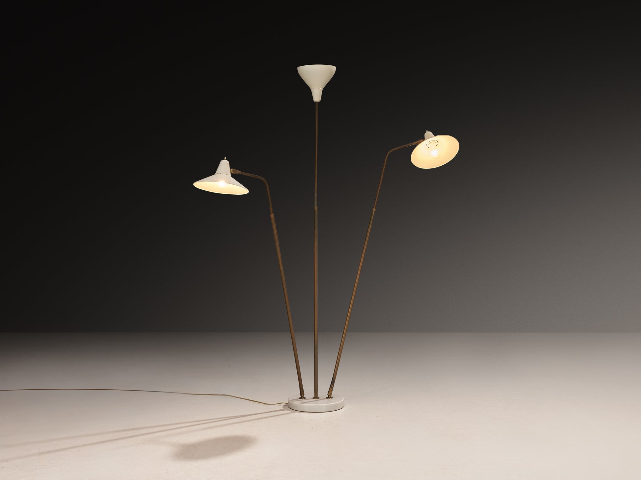 Rare Giuseppe Ostuni for O-Luce ’339/3’ Three-Armed Floor Lamp Lighting Morentz