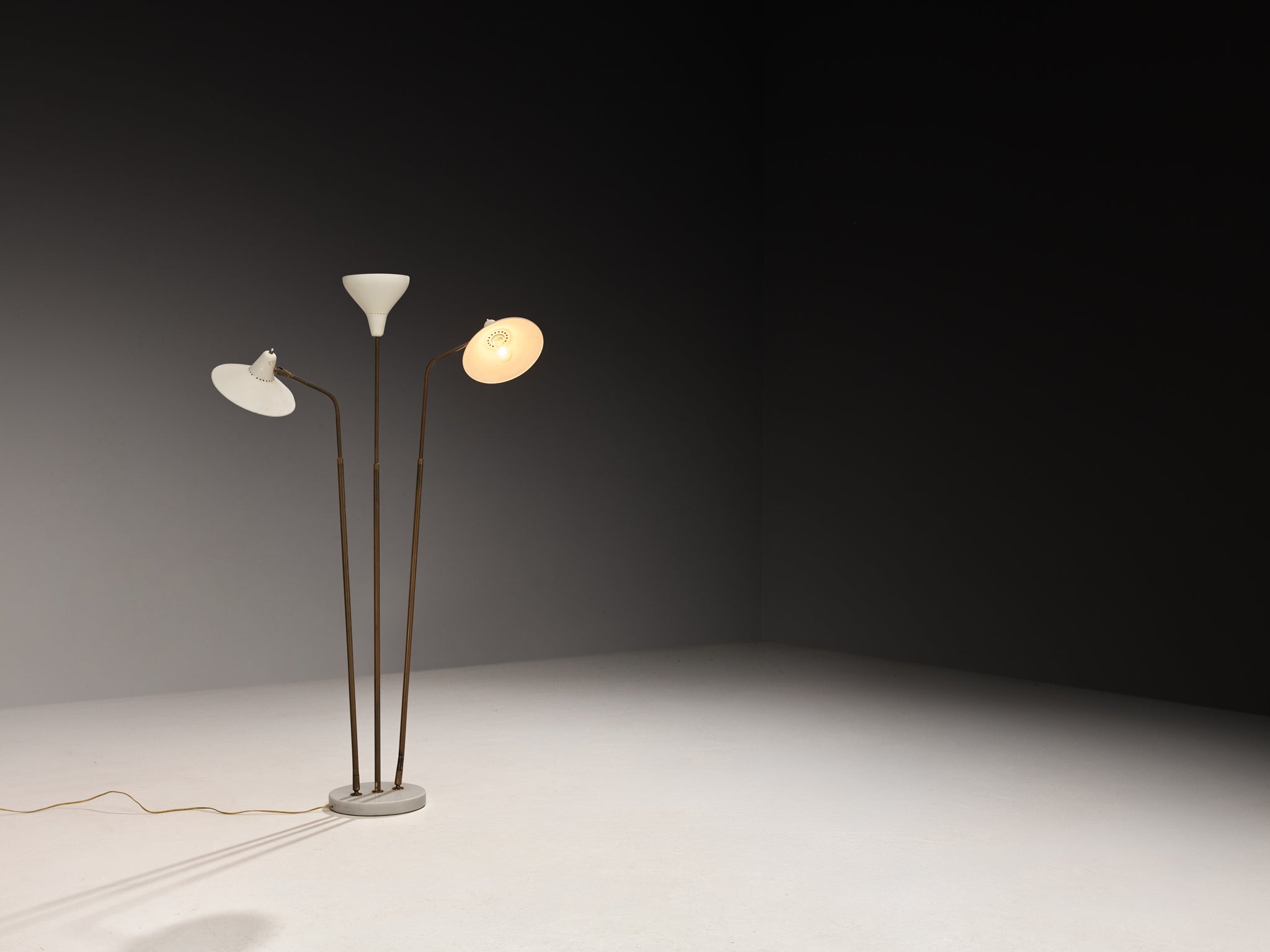 Rare Giuseppe Ostuni for O-Luce ’339/3’ Three-Armed Floor Lamp Lighting Morentz