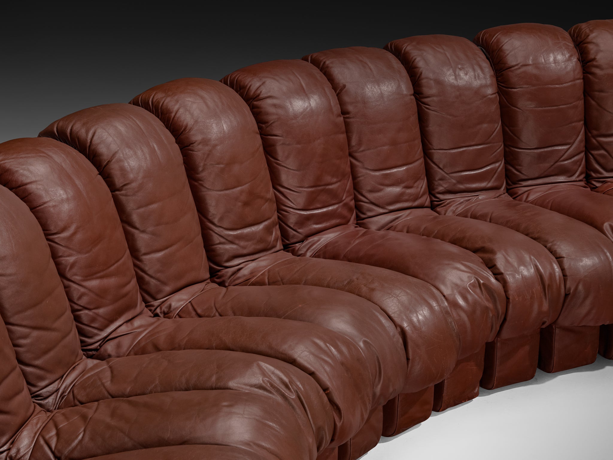 De Sede DS-600 'Snake' Sectional Sofa in Brown Leather Seating Morentz