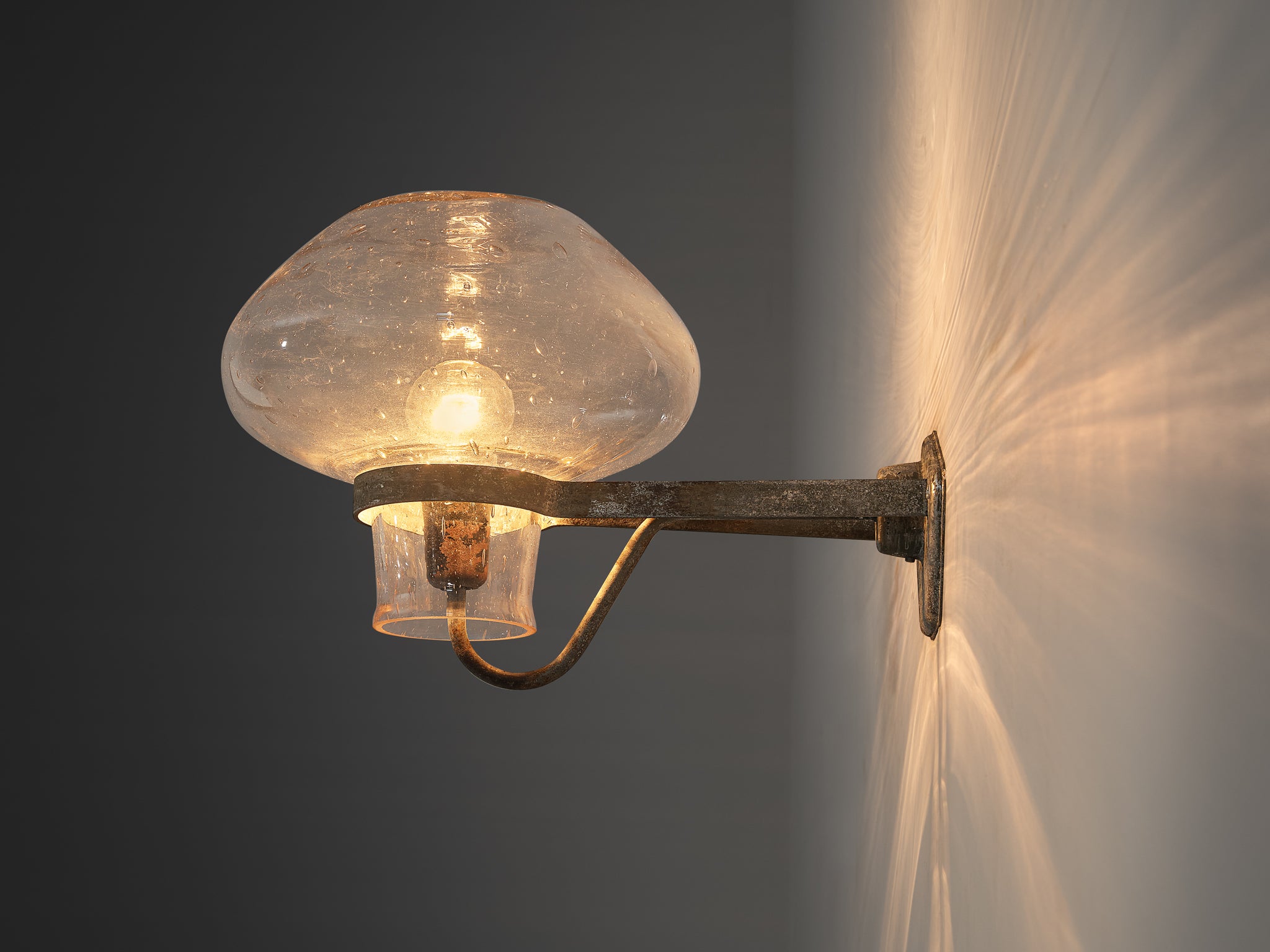 Gunnar Asplund for ASEA Wall Light in Blown Glass and Metal Lighting Morentz