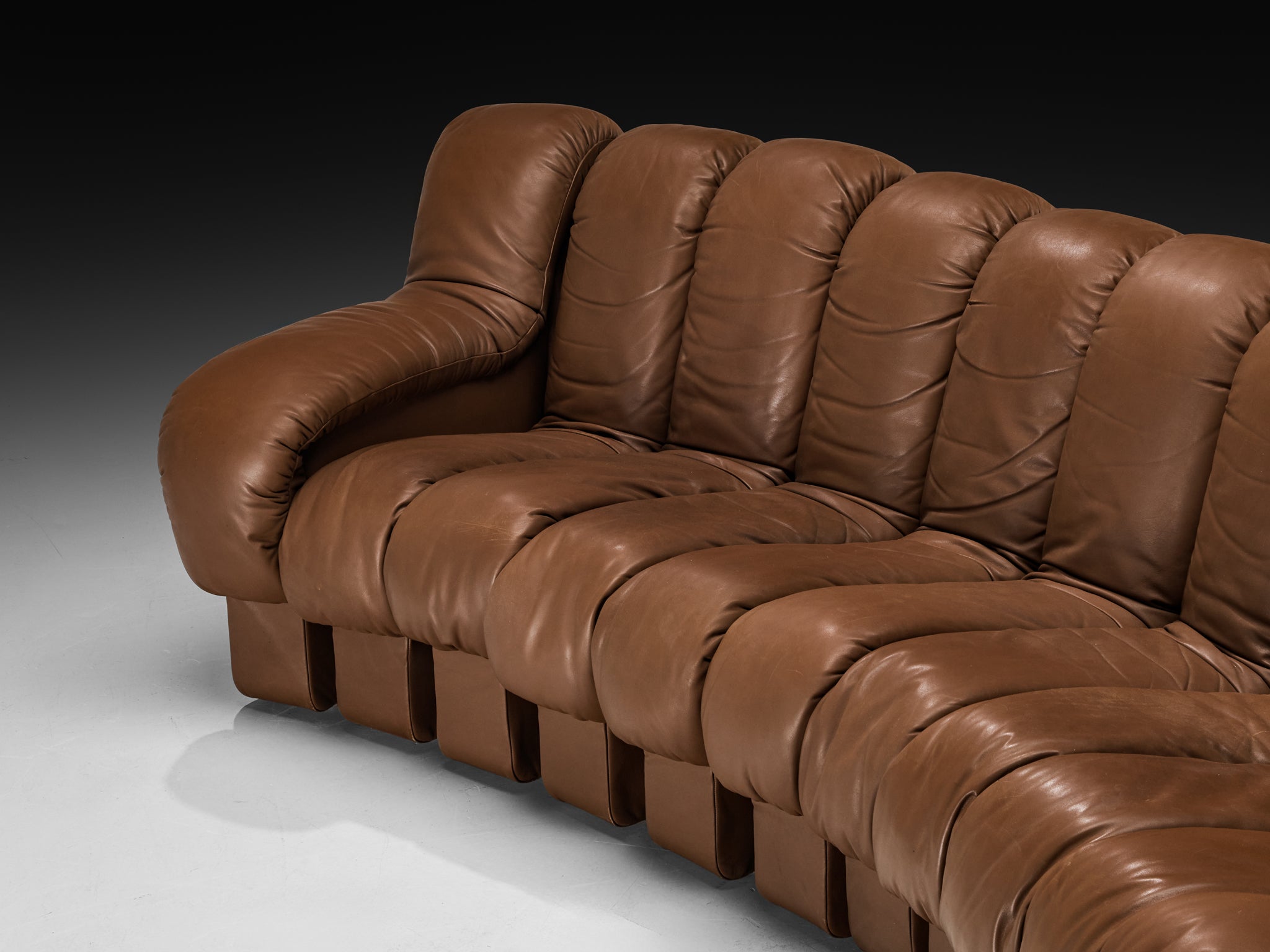 De Sede DS-600 'Snake' Sectional Sofa in Brown Leather