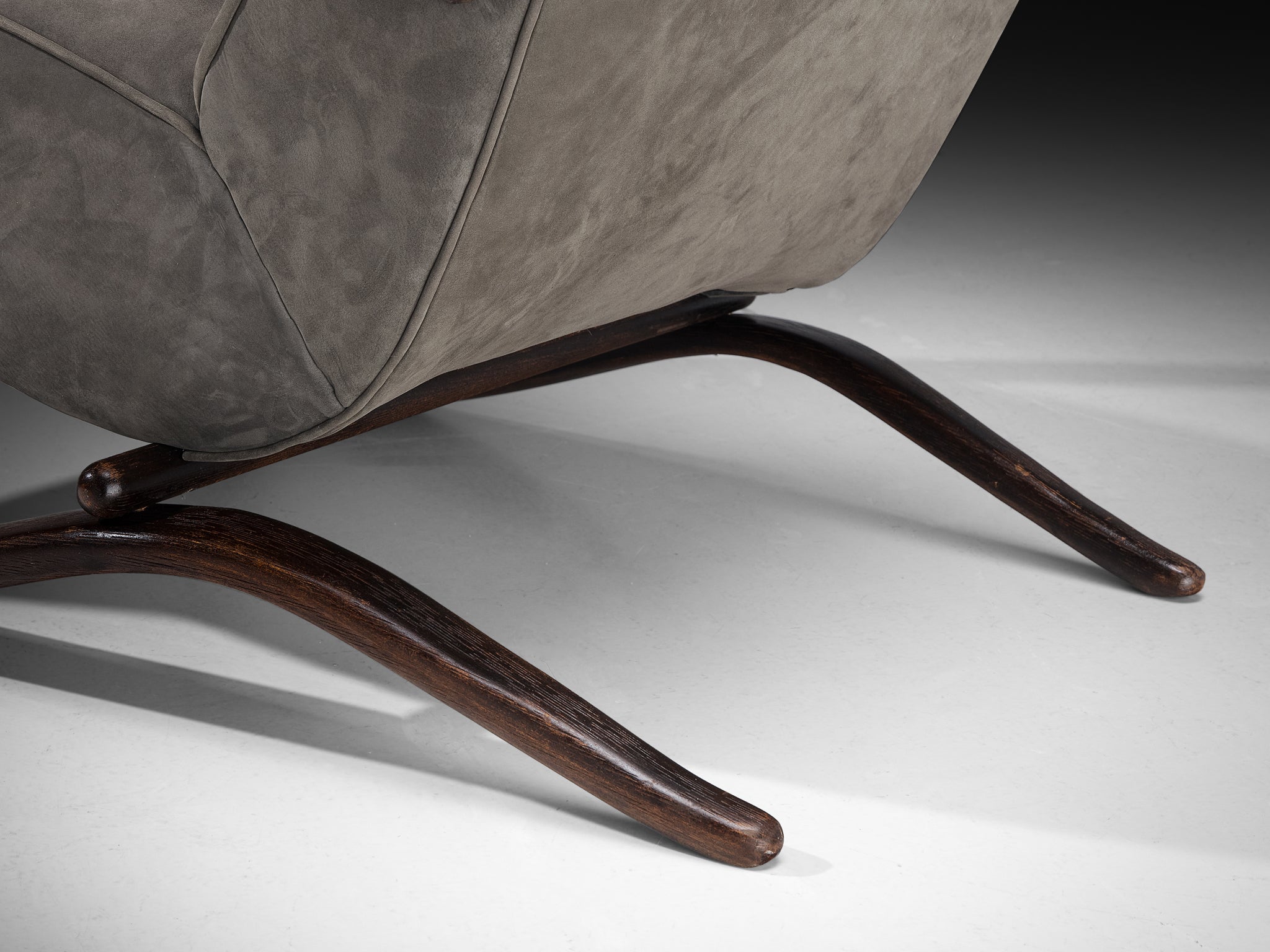 Jindrich Halabala Lounge Chairs in Grey Nubuck Leather Seating Morentz