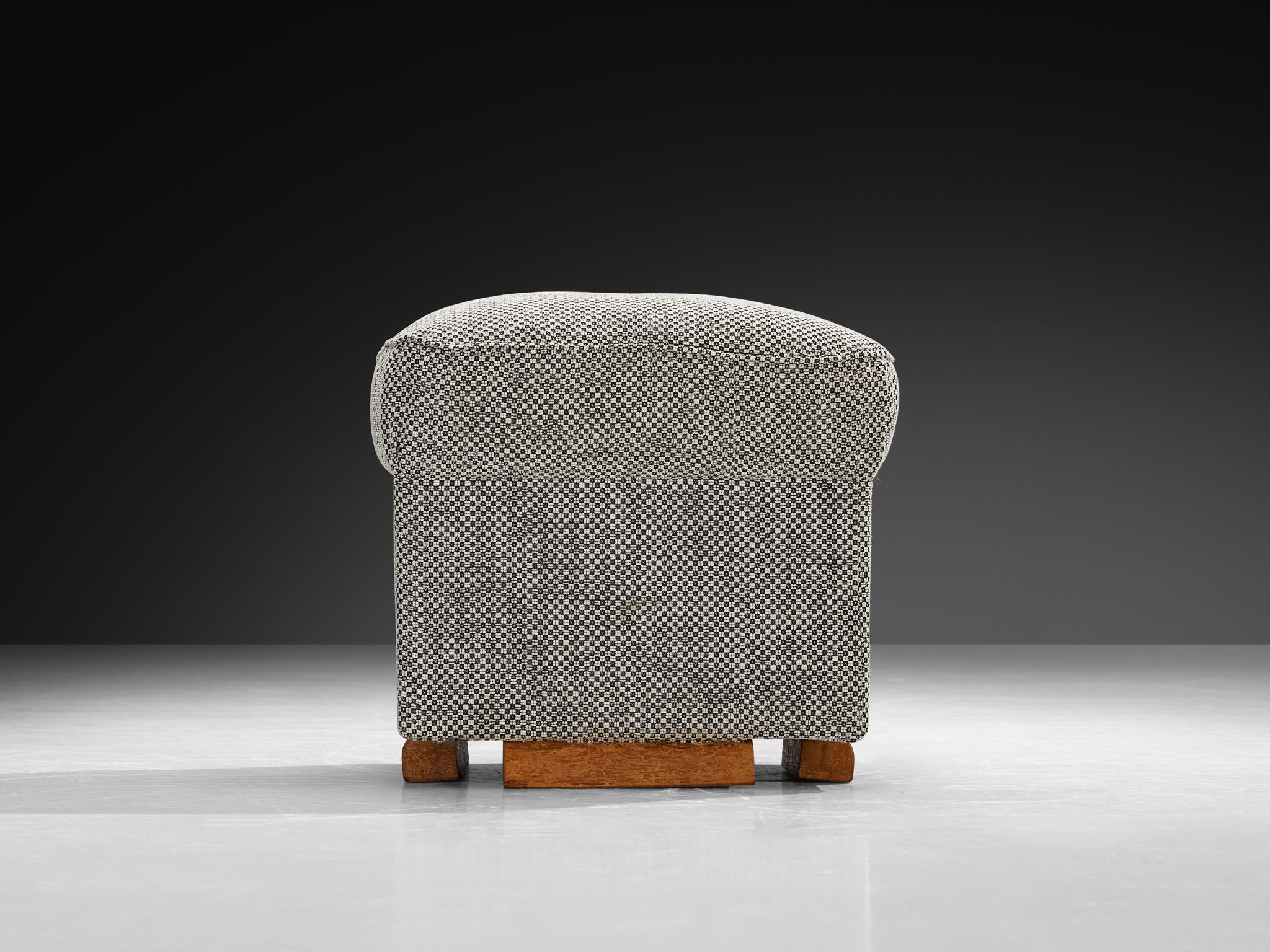 Jindrich Halabala Square Stool in Decorative Upholstery Seating Morentz