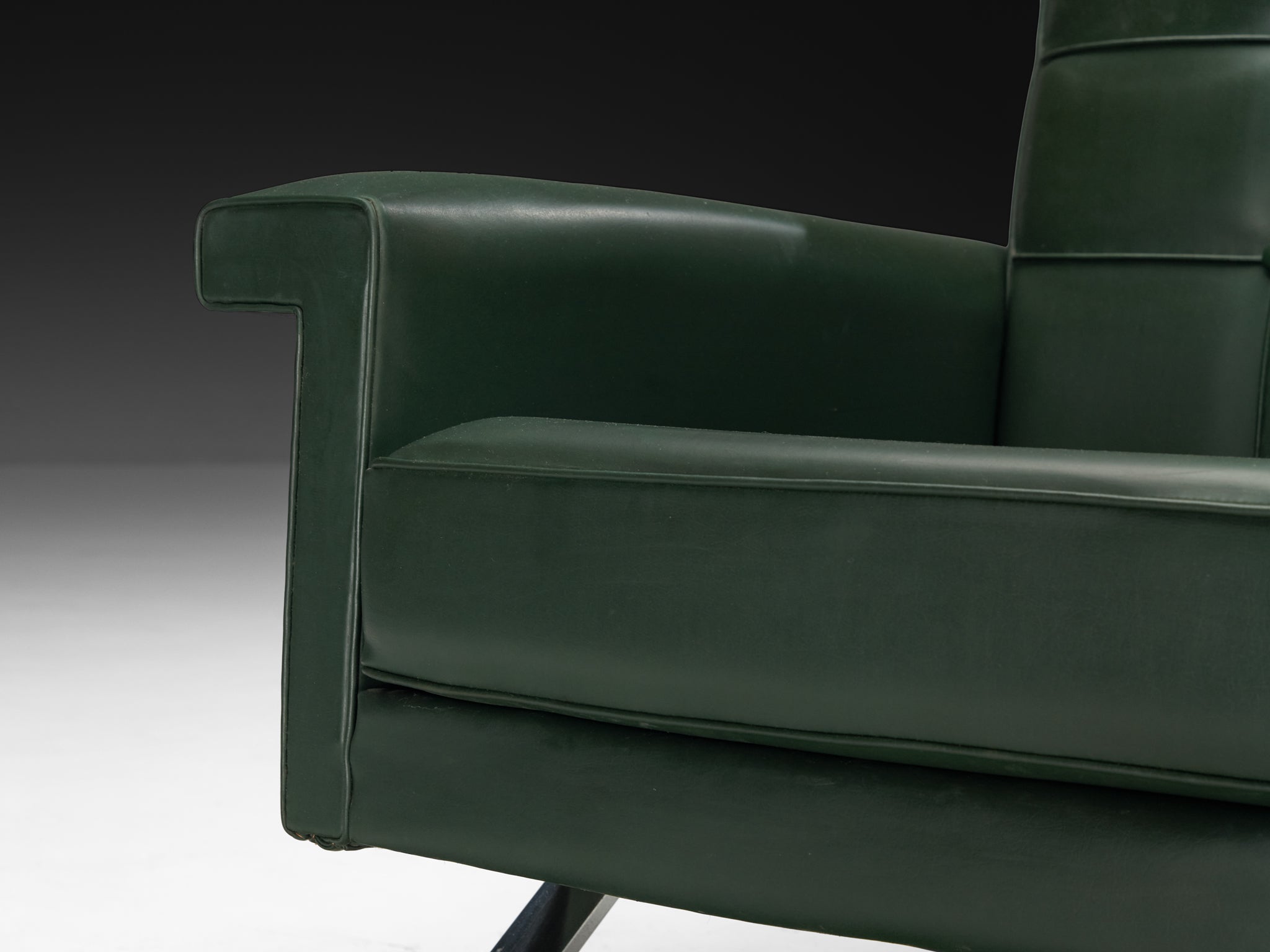 Ico Parisi for Cassina Pair of '875' Lounge Chairs in Dark Green Uphol