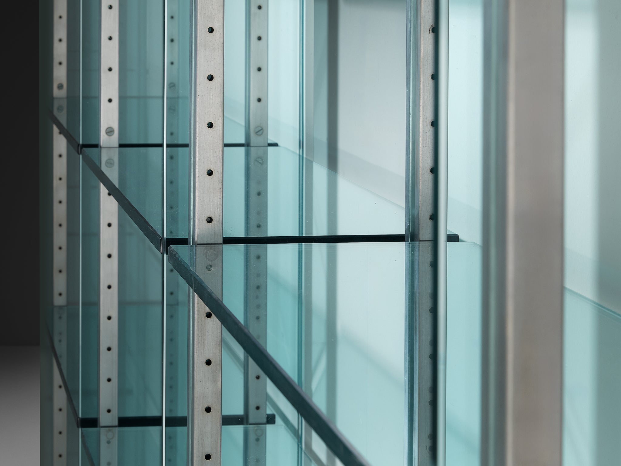 Vittorio Introini for Proposals Wall Unit in Steel and Glass Case pieces and storage cabinets Morentz