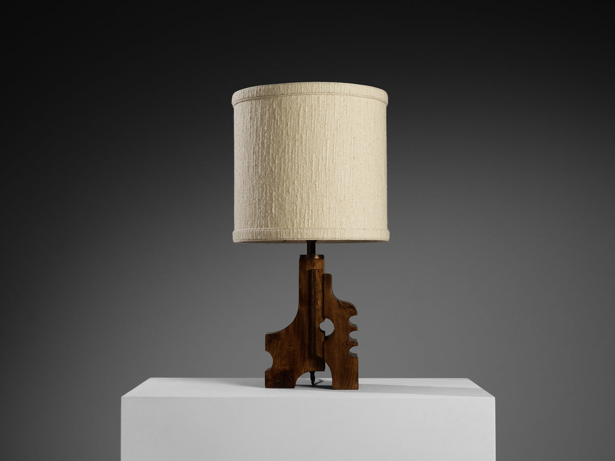 Gruppo NP2 Sculptural Wooden Table Lamp with Fabric Shade Lighting Morentz