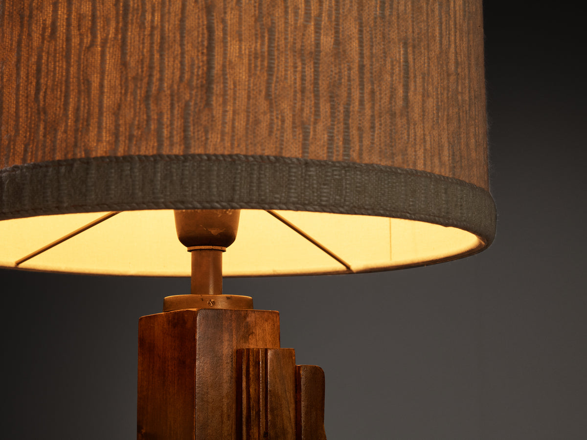 Gruppo NP2 Sculptural Wooden Table Lamp with Fabric Shade Lighting Morentz