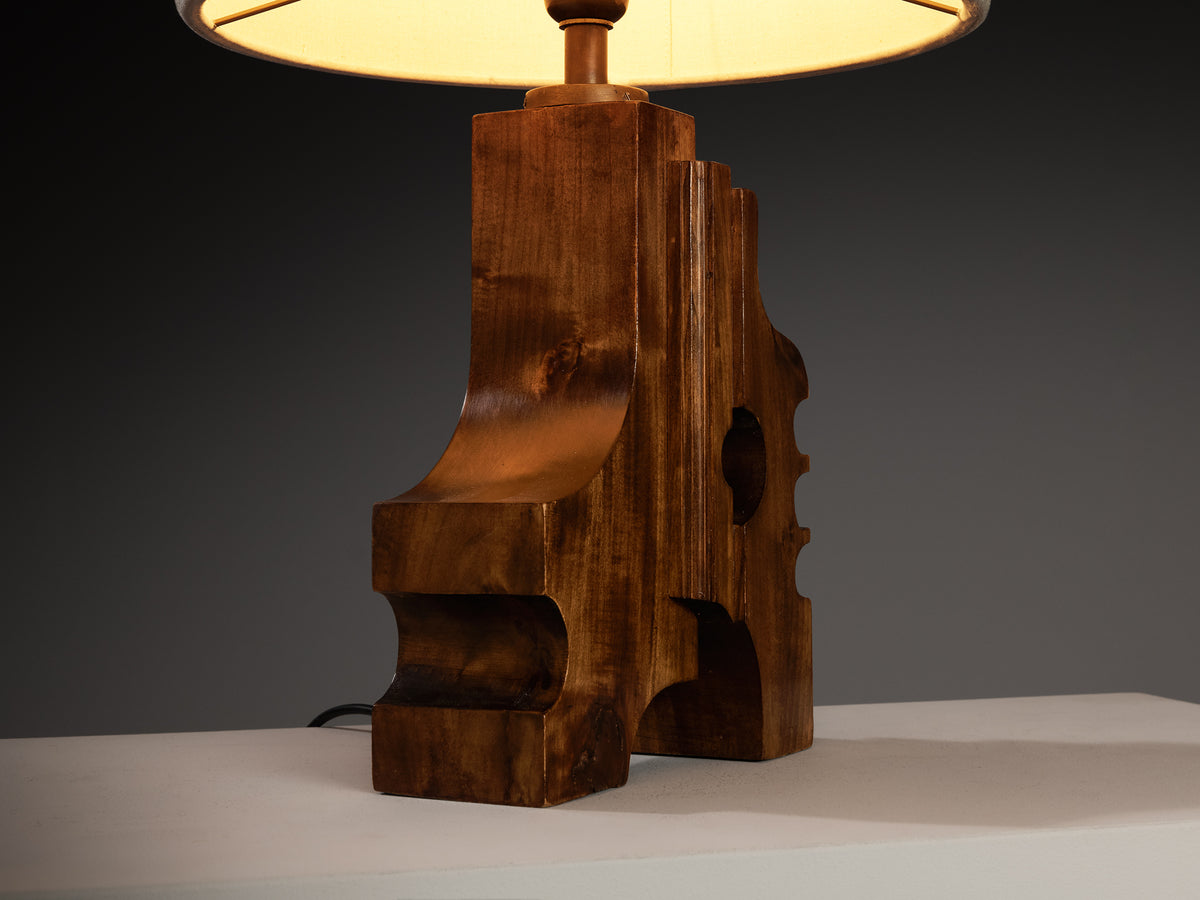 Gruppo NP2 Sculptural Wooden Table Lamp with Fabric Shade Lighting Morentz