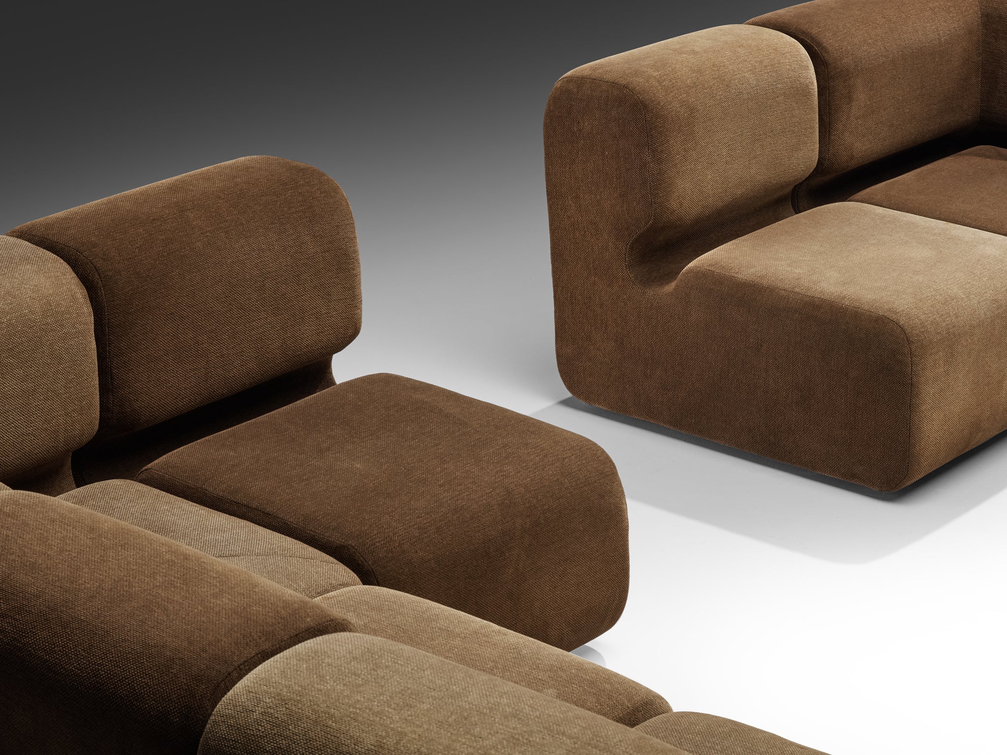 Swiss Grand Modular Sofa in Brown Fabric Seating Morentz