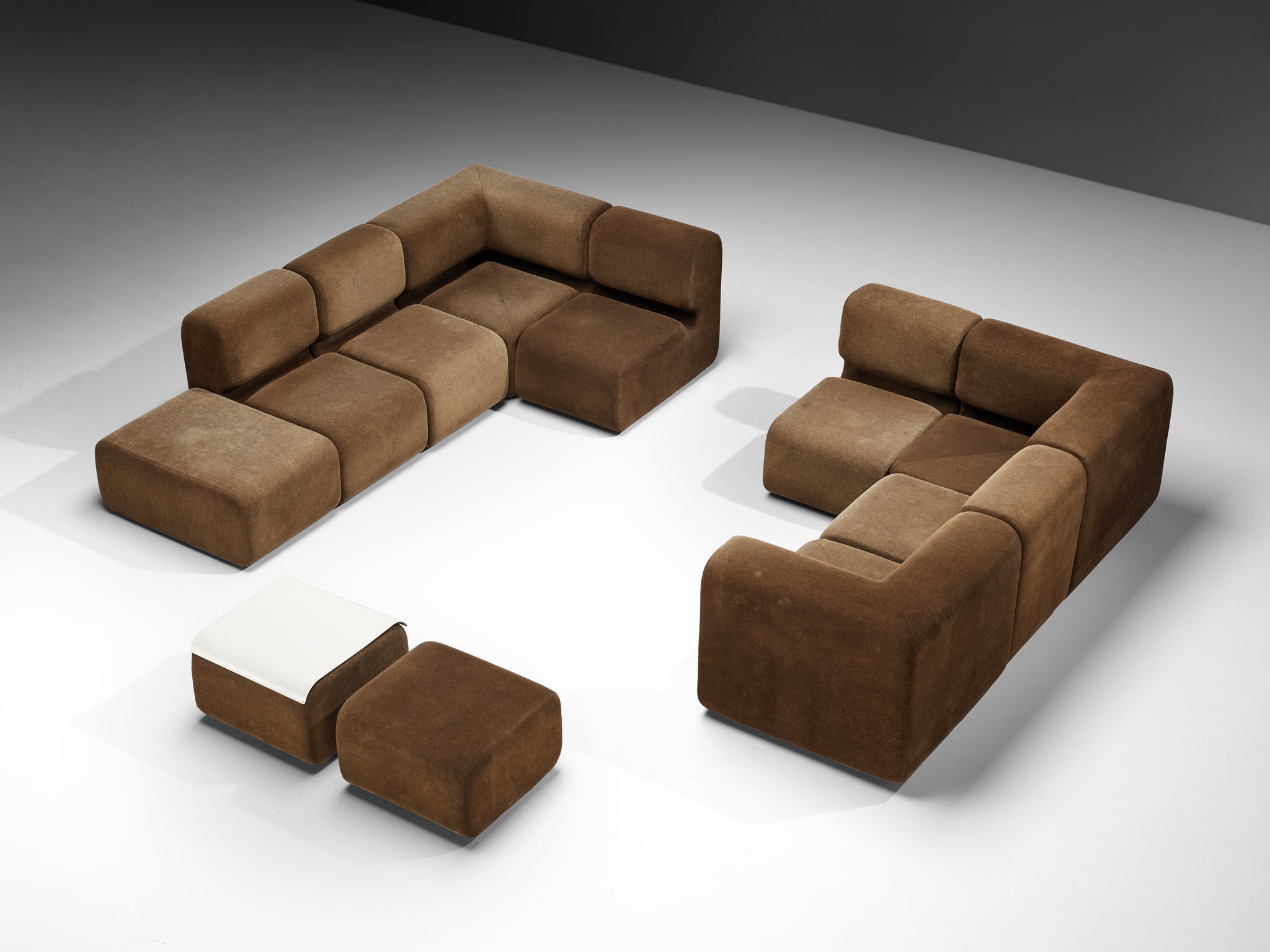 Swiss Grand Modular Sofa in Brown Fabric Seating Morentz